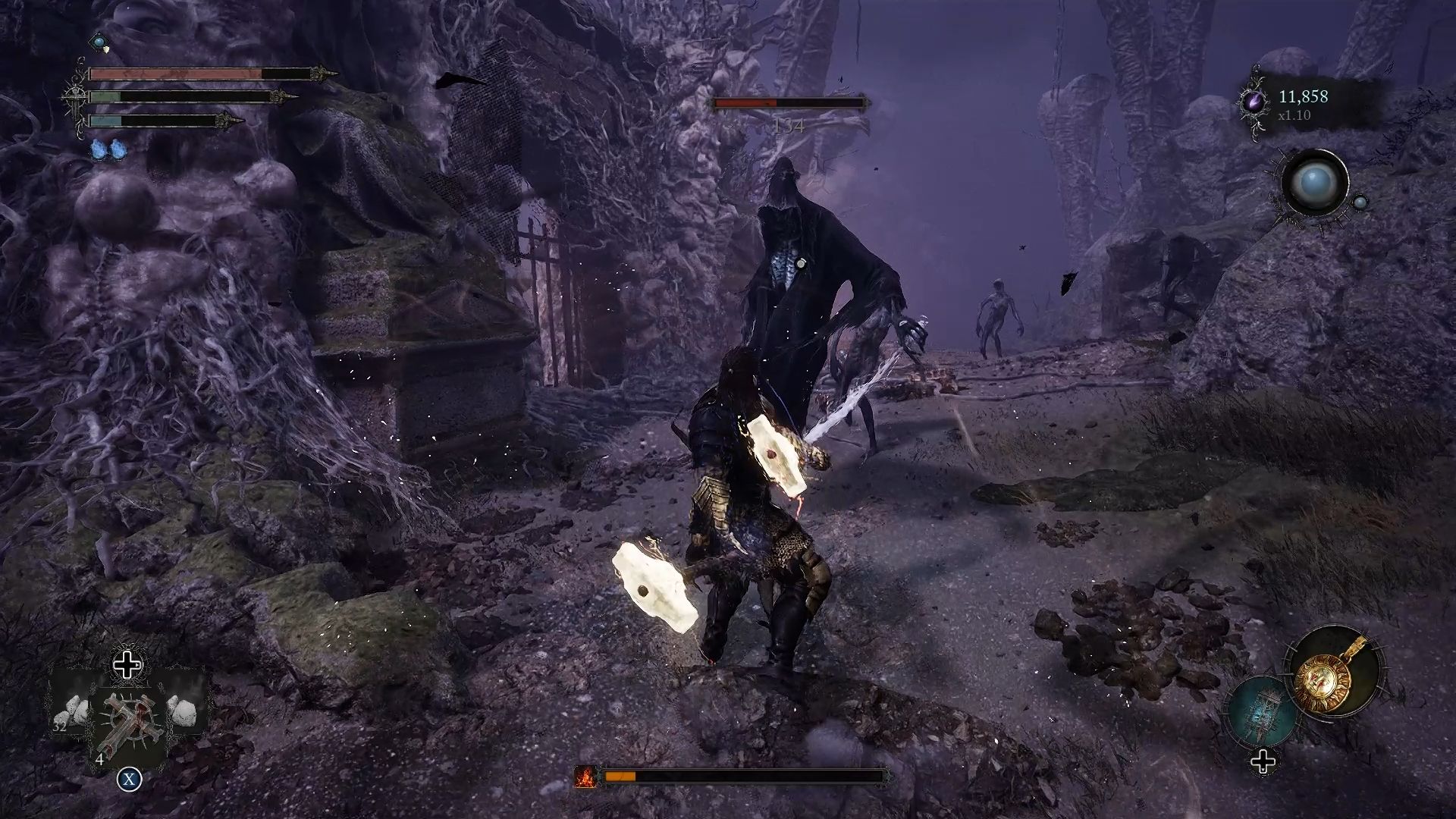 Player enchanted his weapon with holy damage and fighting the umbral enemy lords of the fallen