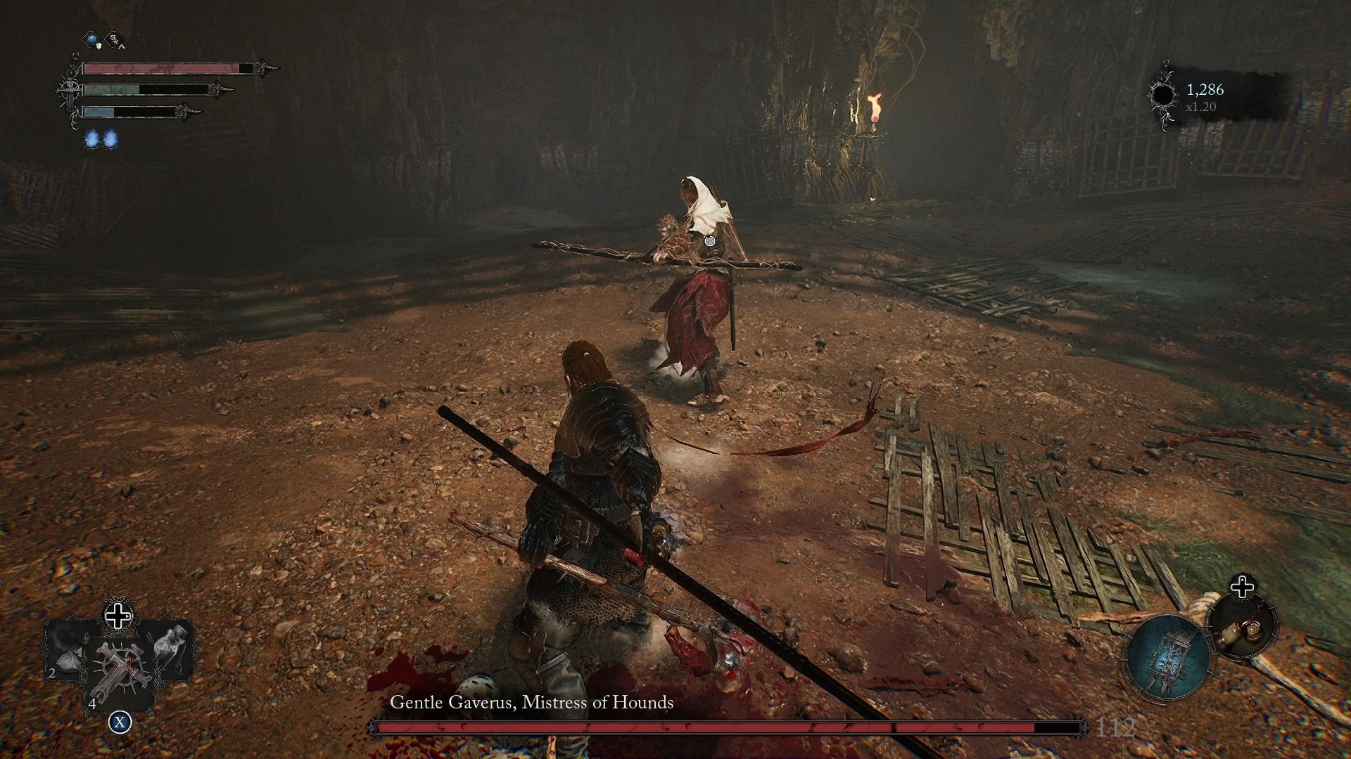 Player is about to attack Gentle Gaverus, Mistress Of Hounds Lords of the Fallen