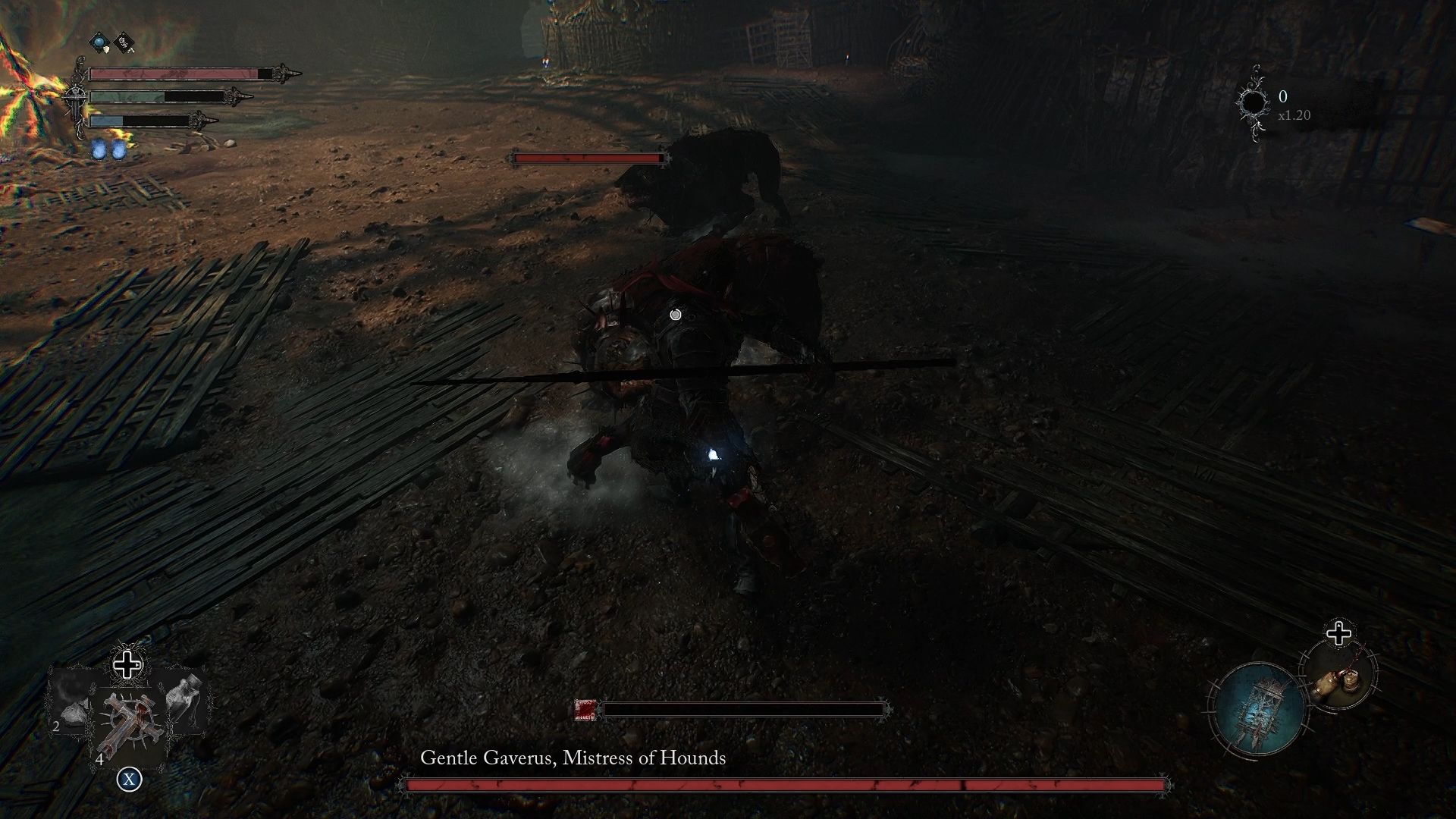 Player is about to attack one of the hounds Lords of the Fallen