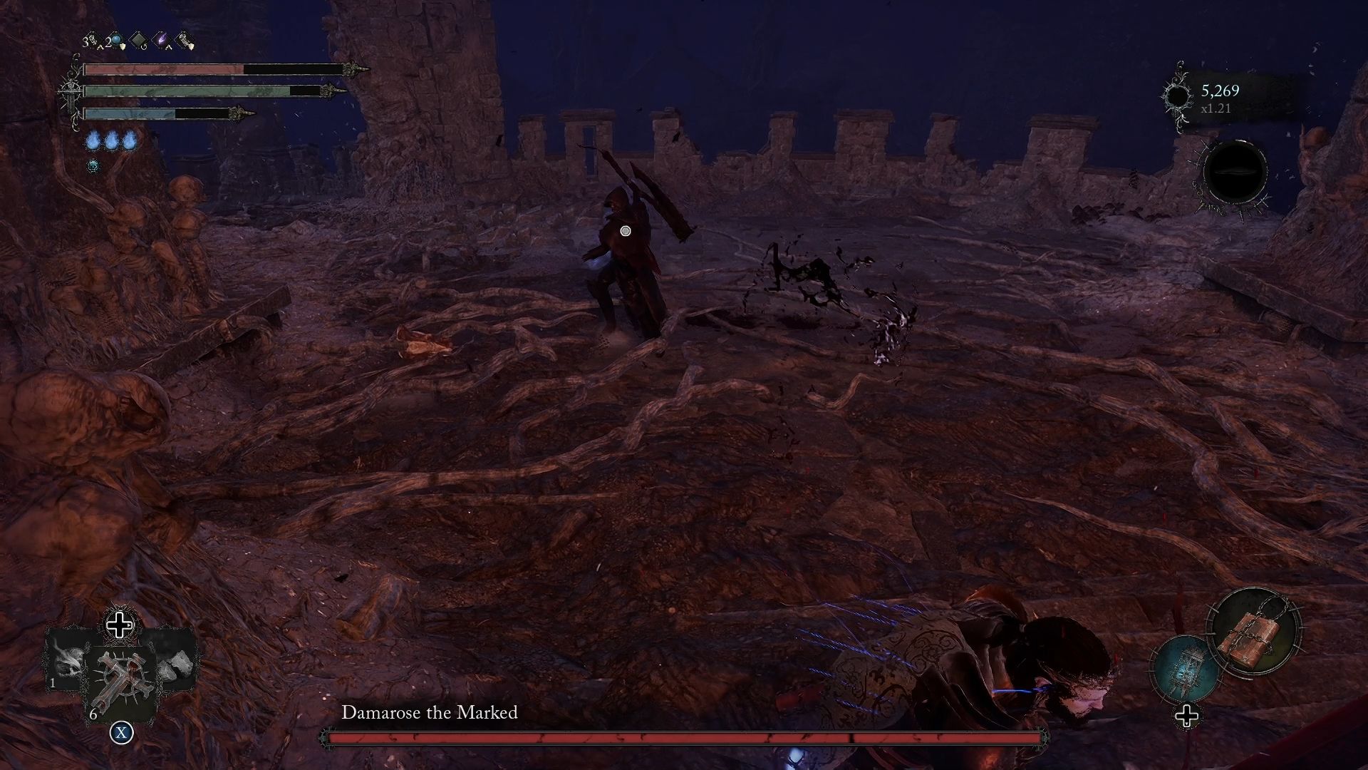Player is running away from Damarose as she is about to attack Lords of the Fallen