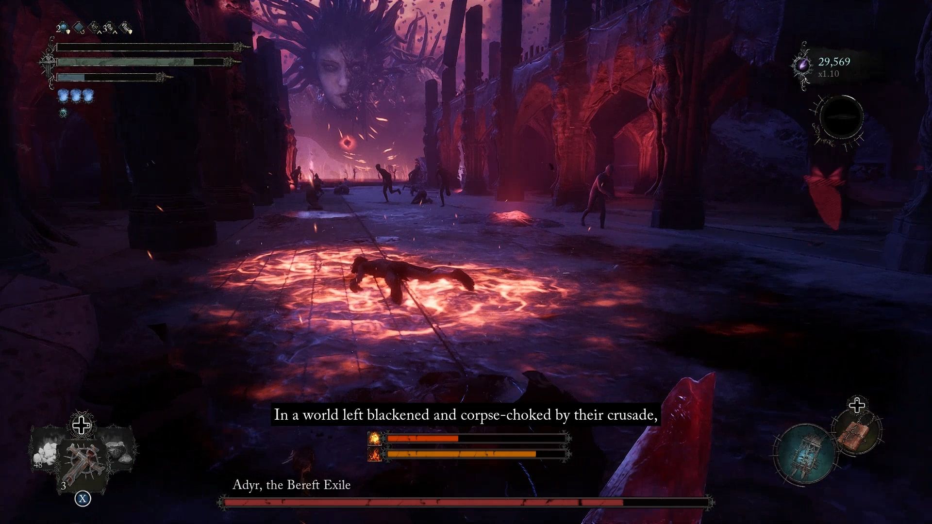 Player just died to Adyr, The Bereft Exile Lords of the Fallen
