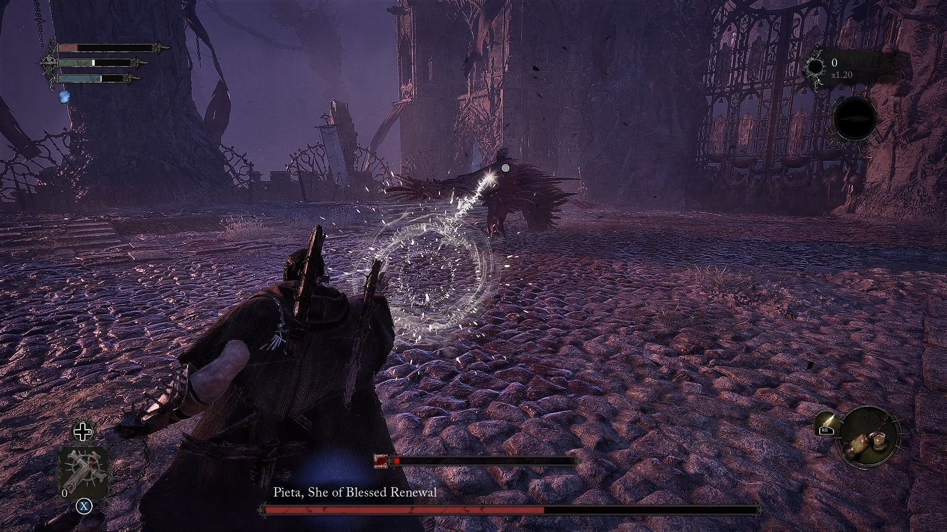 Player launched a radiant spell on Pieta She of Blessed Renewal boss fight lords of the fallen
