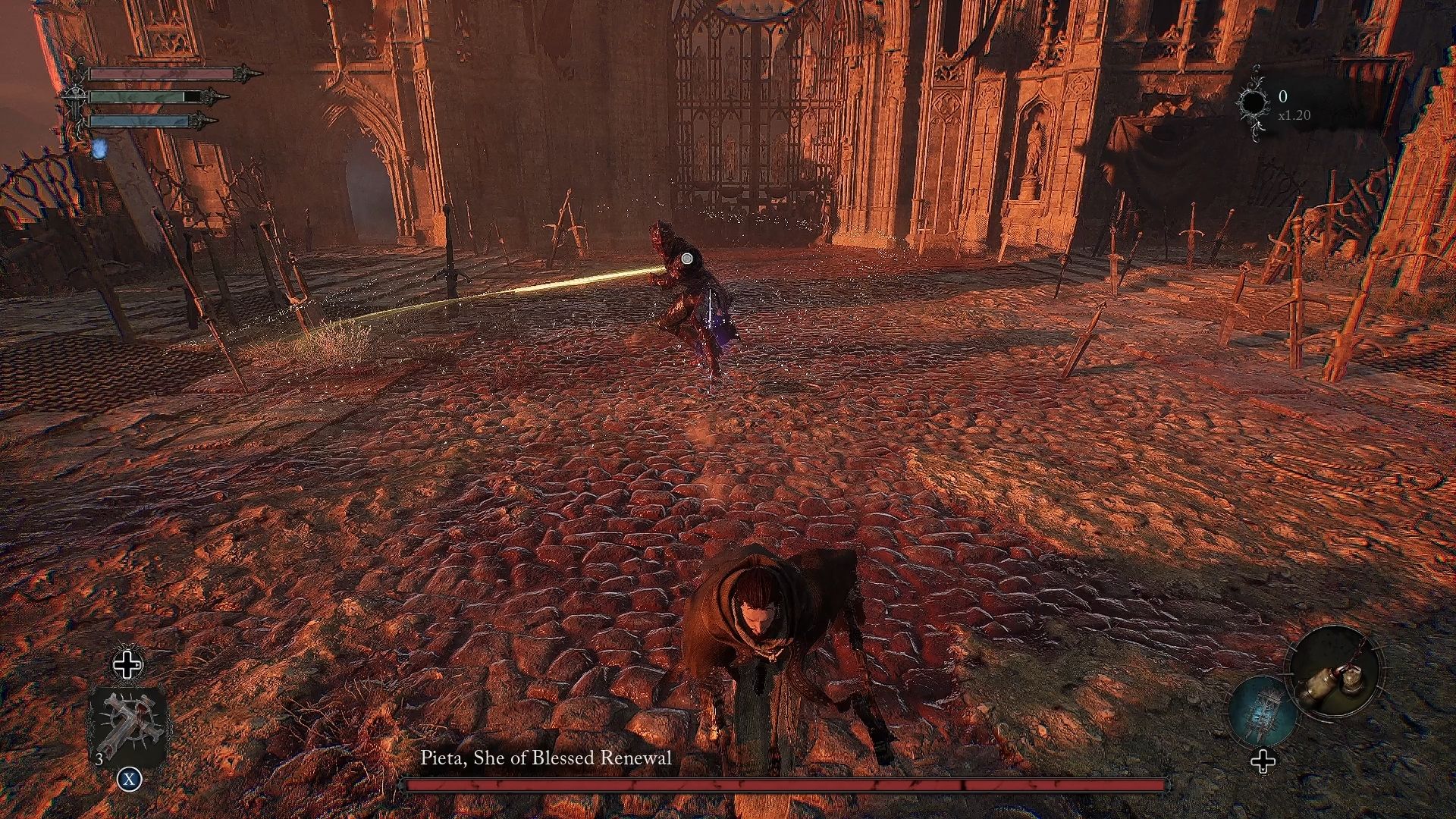 Player running away from Pieta swing attack Lords of the Fallen