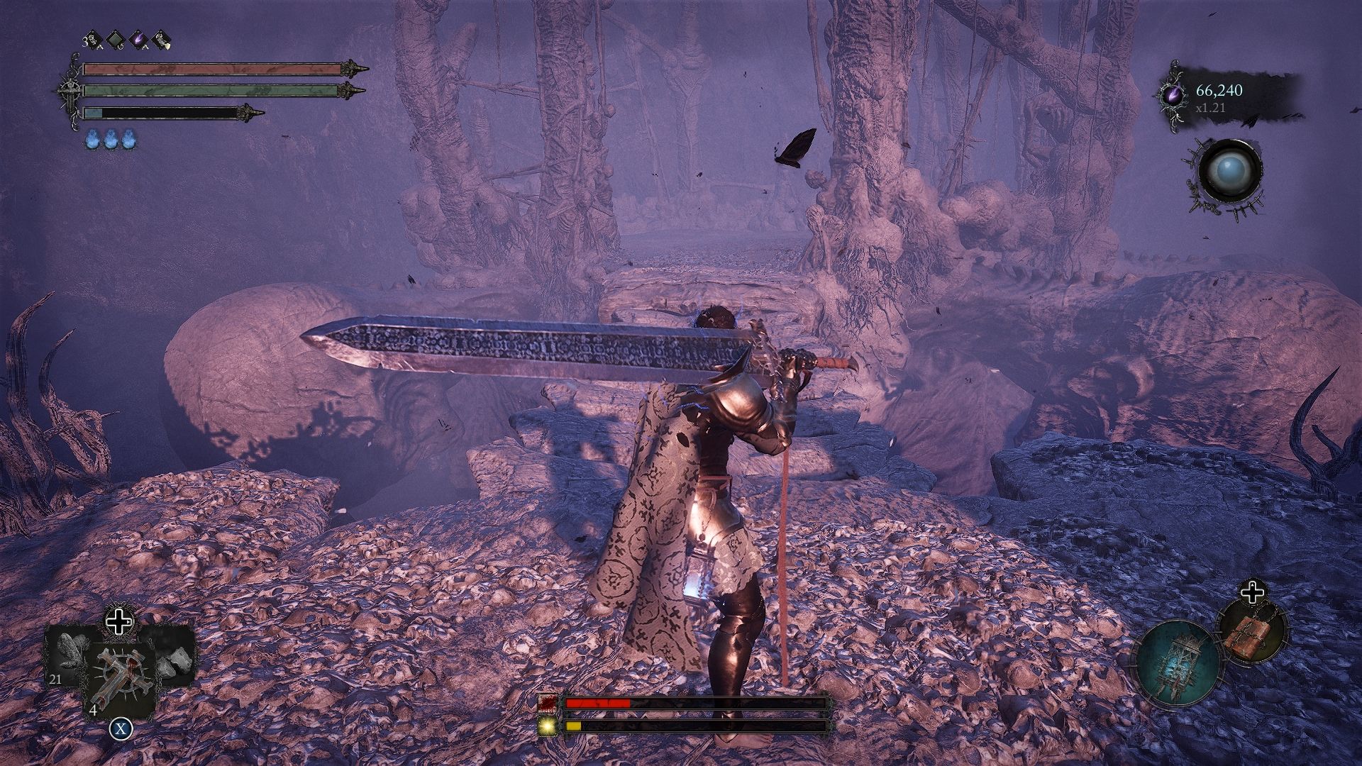 Player standing at the bridge that leads to the boss fight with Paladin's Burden Lords of the Fallen