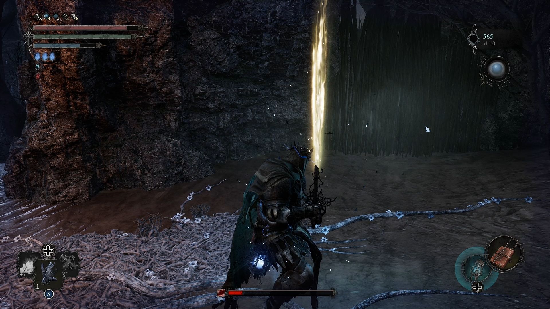 Player standing near an Umbral Flowerbed Lords of the Fallen