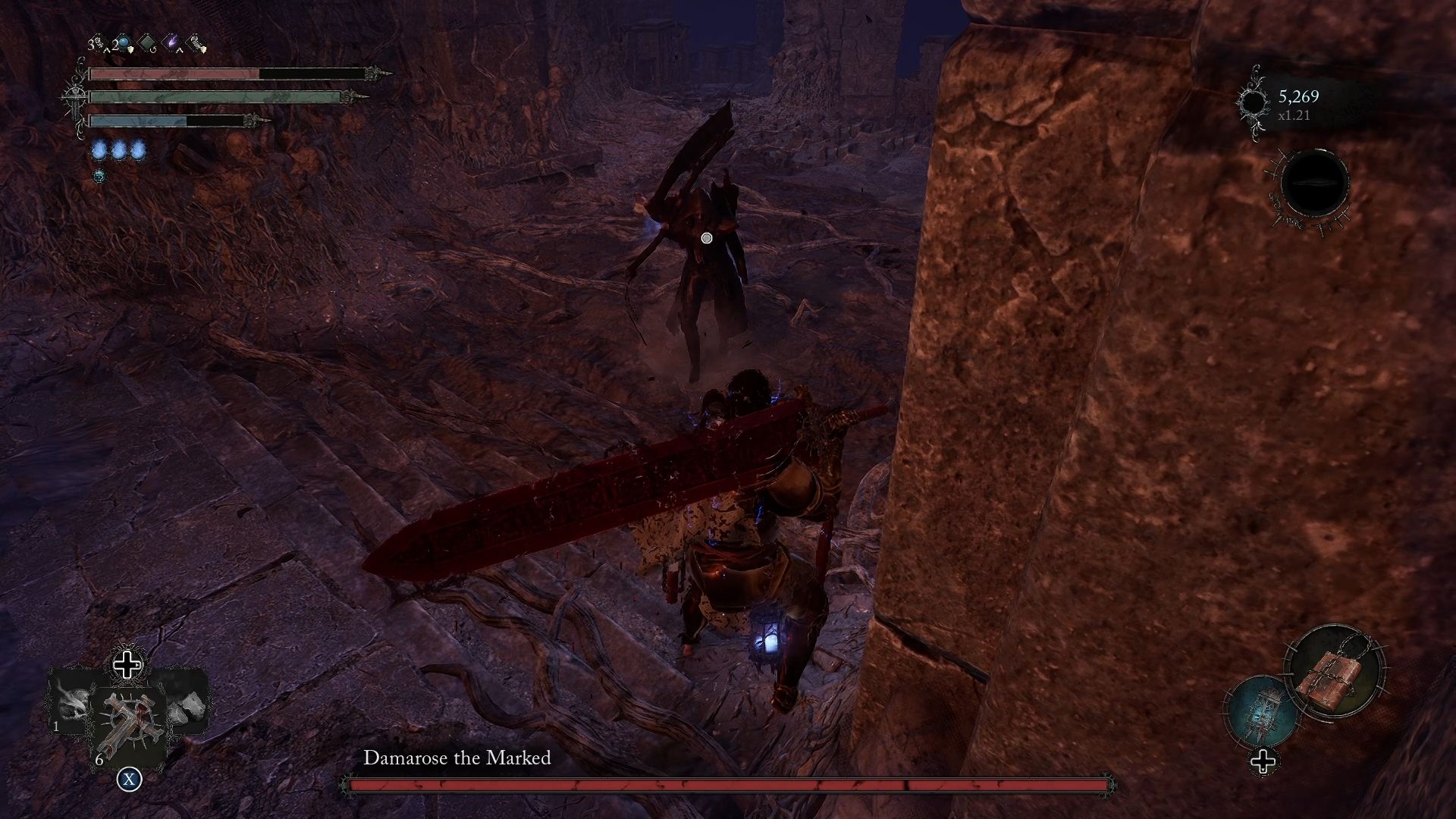 Player standing near Damarose The Marked and about to fight Lords of the Fallen