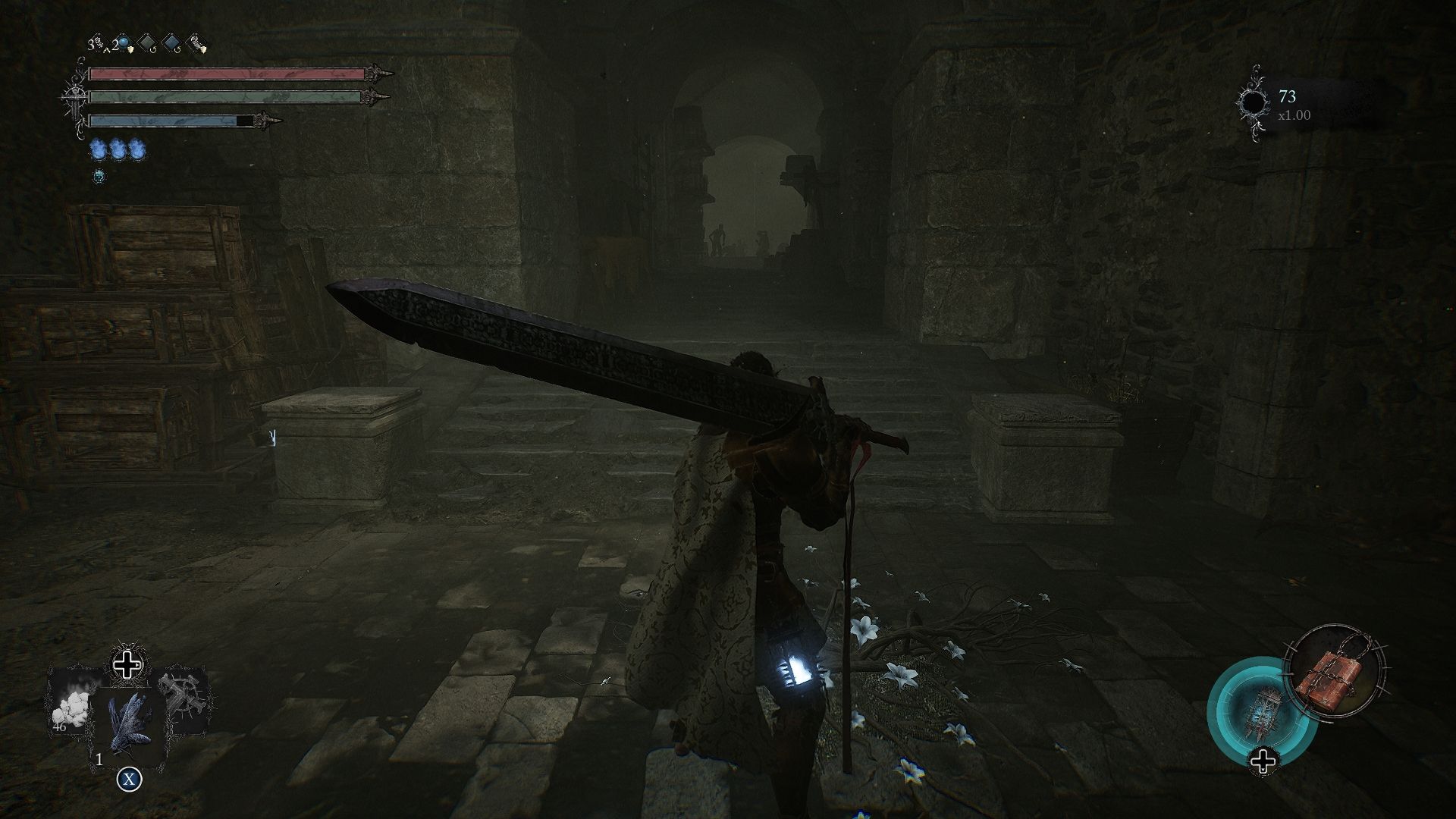 Player standing next to an Umbral Flowerbed Lords of the Fallen