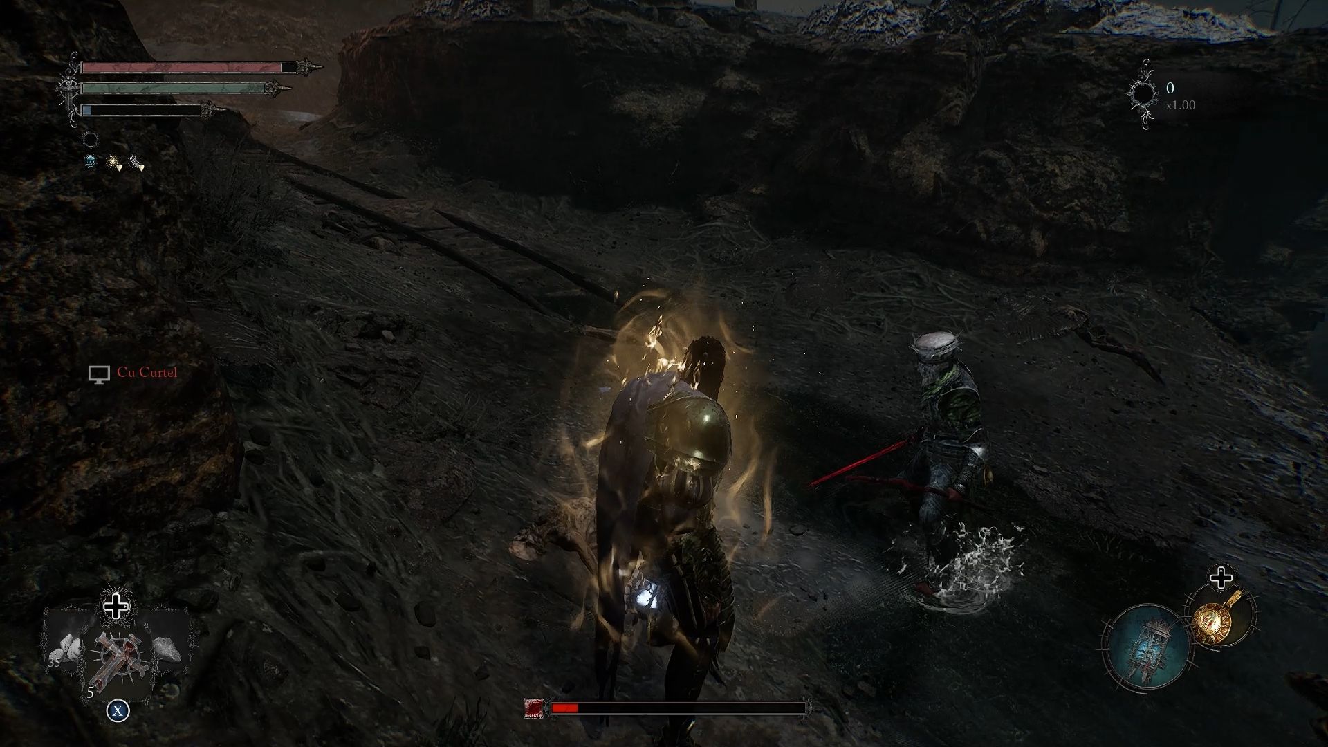 Player standing next to another lampbearer in an online session lords of the fallen 