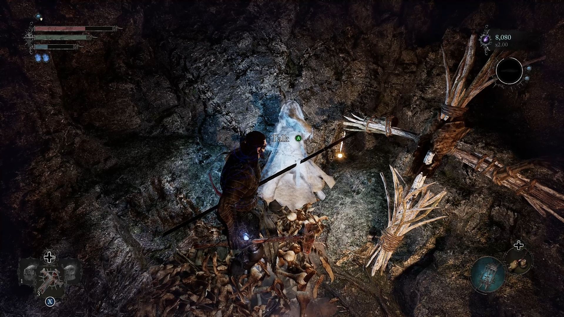 Player standing next to the Petrified Woman at Forsaken Fen Lords of the Fallen 