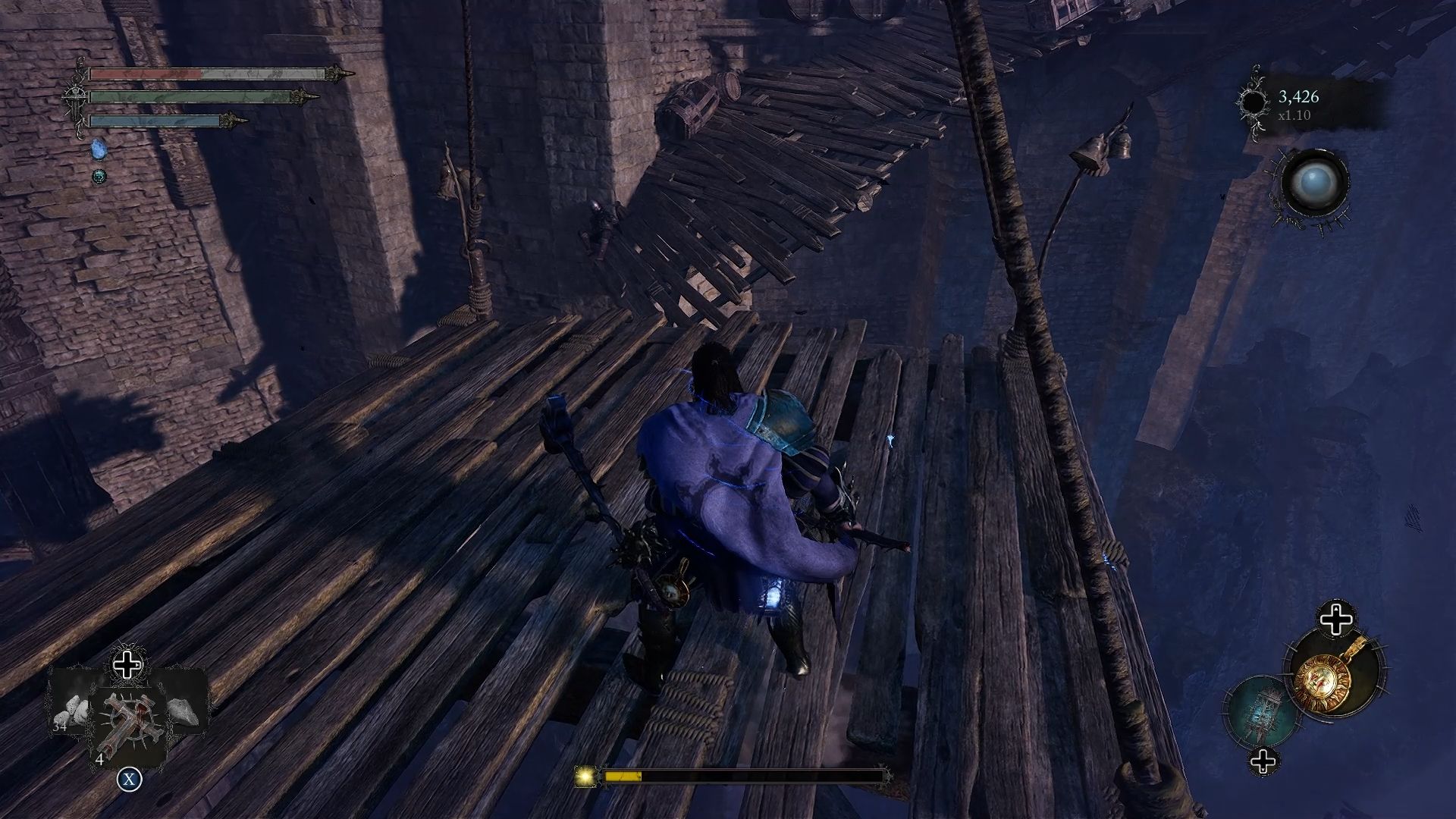 Player standing on a wooden platform Lords of the Fallen