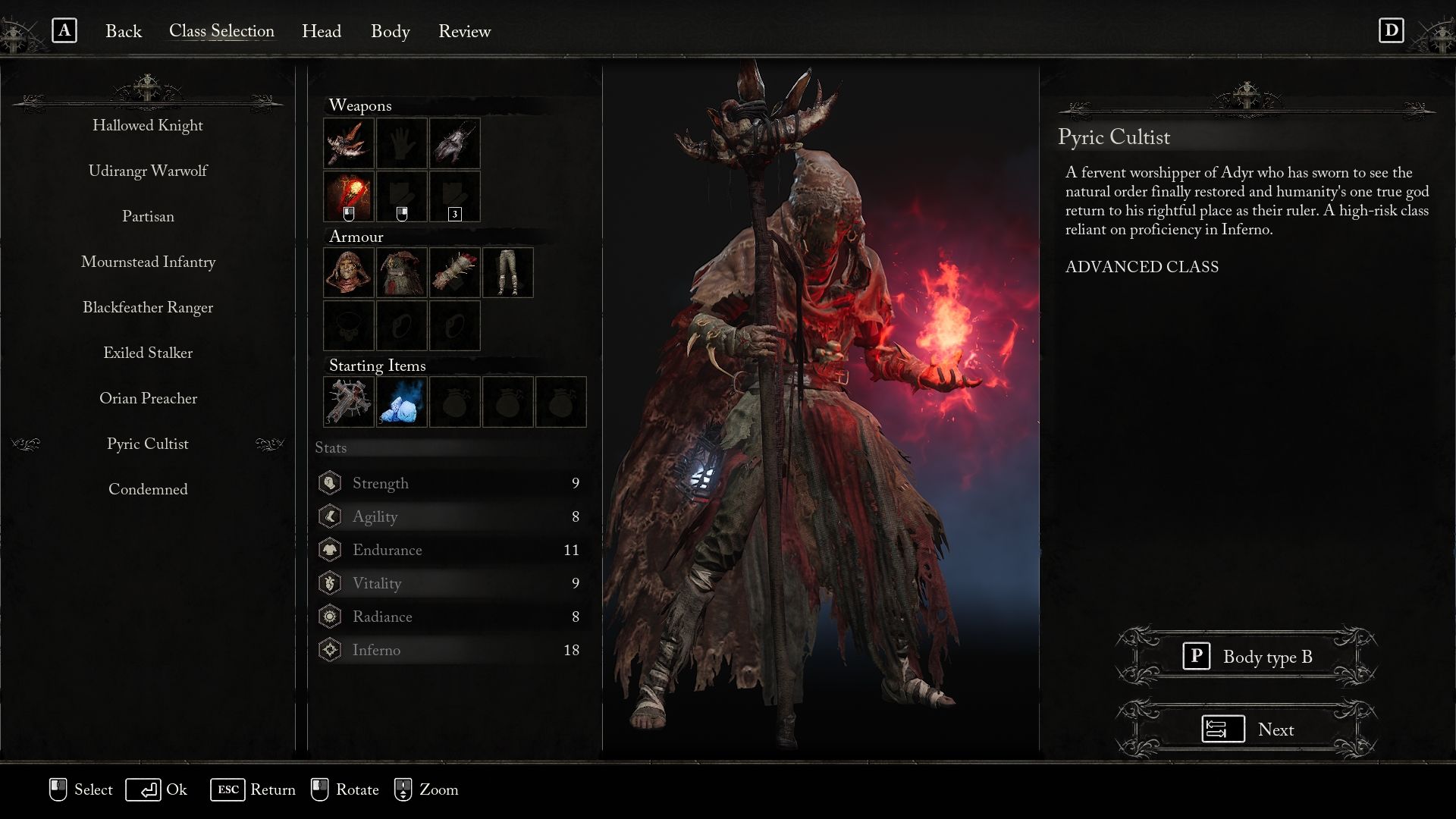 Pyric Cultist class overview Lords of the Fallen
