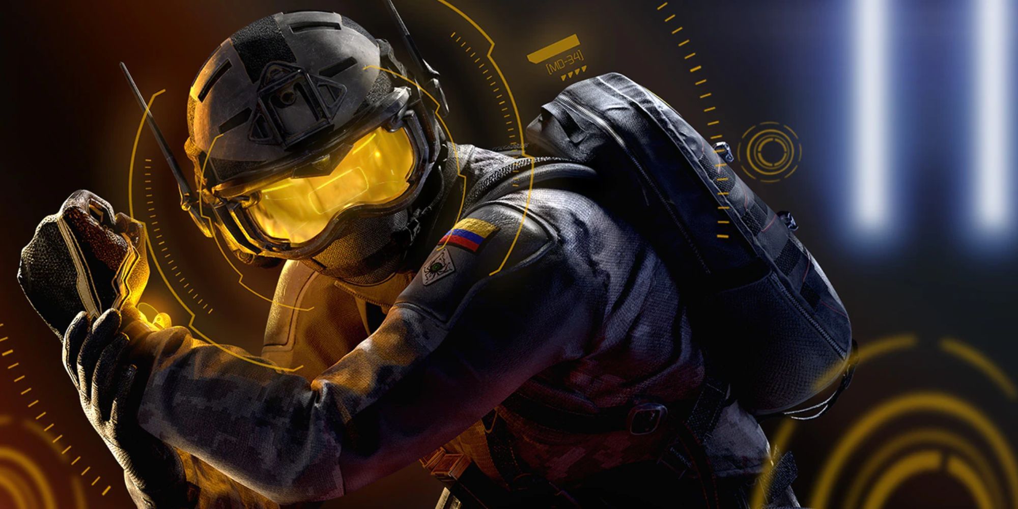 Solis posing with her gadget in Rainbow Six Siege