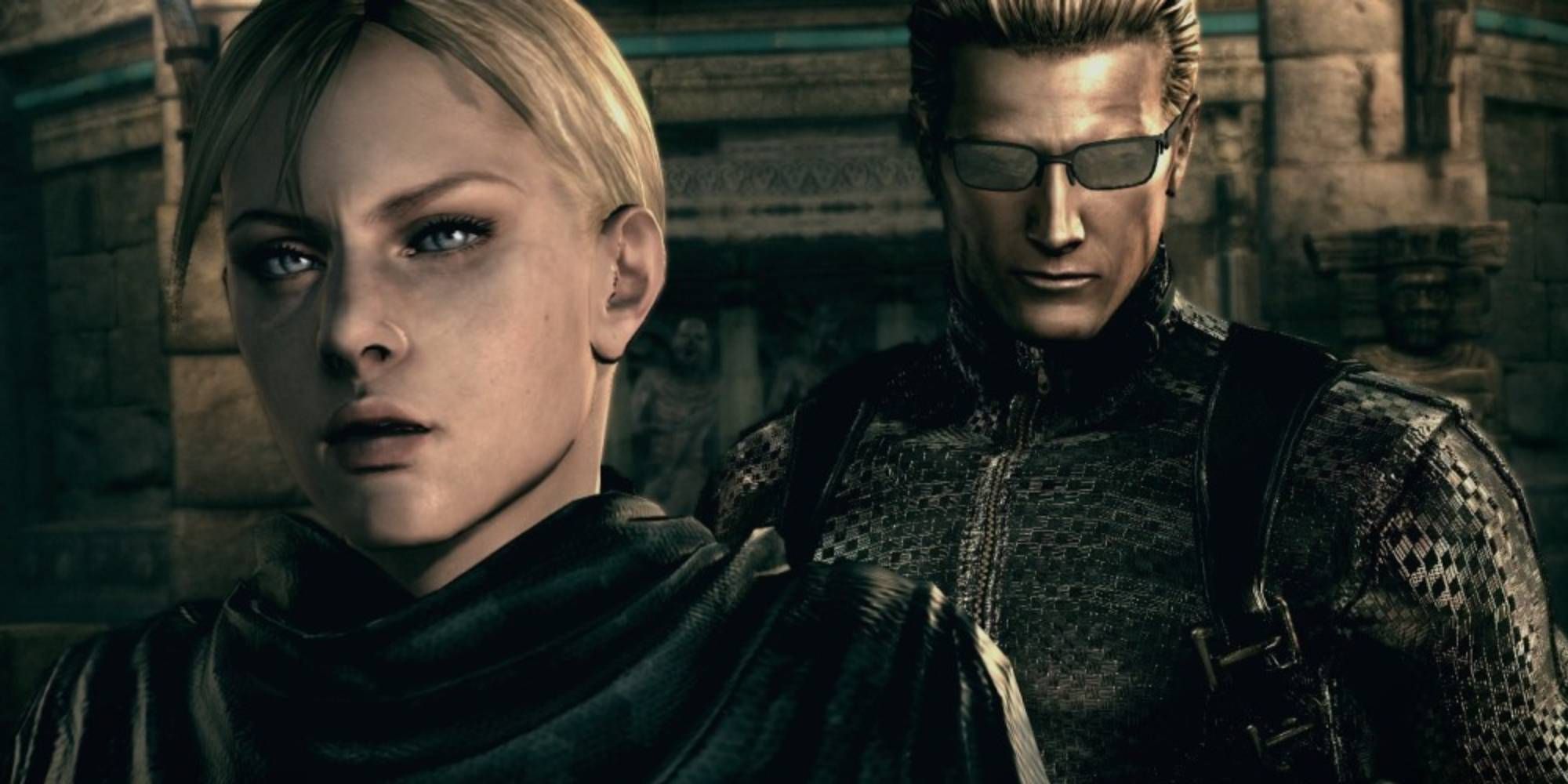 Wesker and Jill standing next to each other in Resident Evil 5