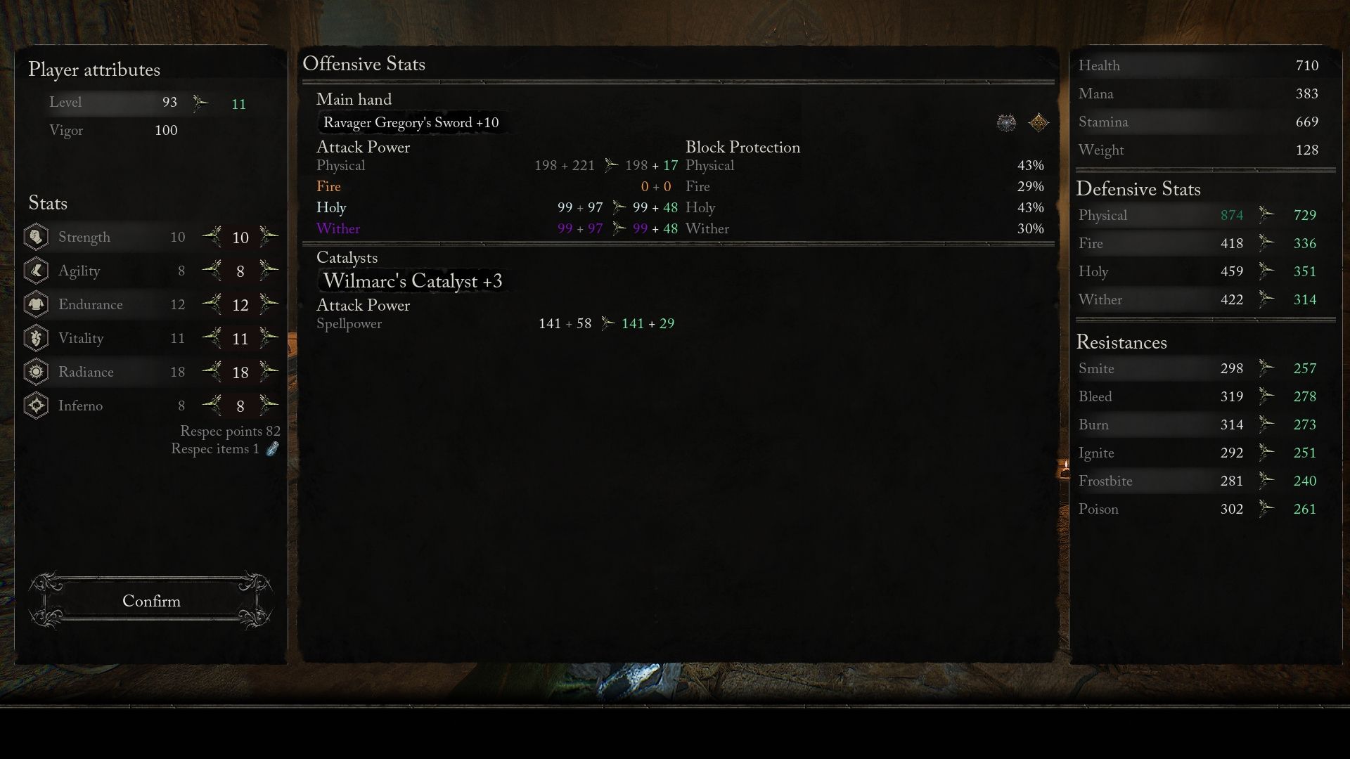 Respec menu at Pieta Lords of the Fallen