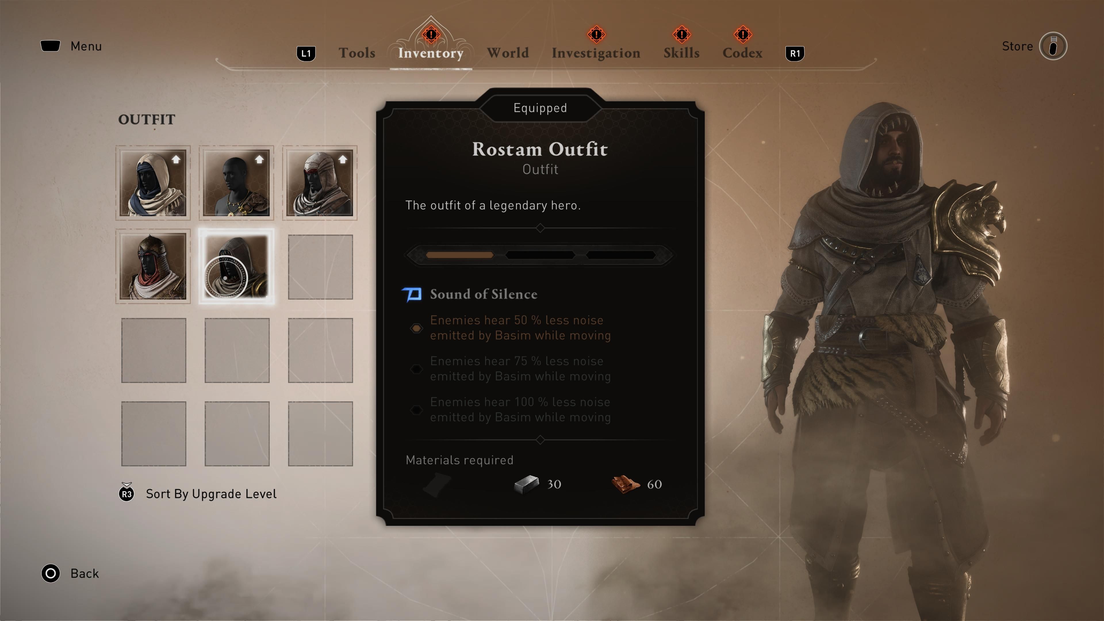 Rostam Outfit stats in Assassin's Creed Mirage