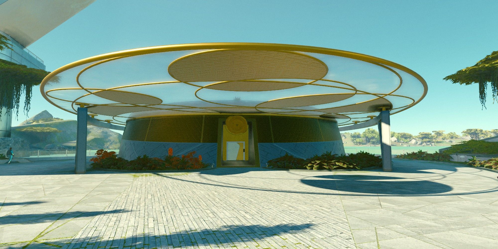 Sanctum Universal headquarters with a clear and gold rooftop