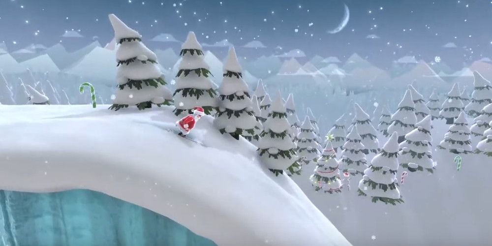 Image of Santa skiing down a slope in Santa's Slippery Slope