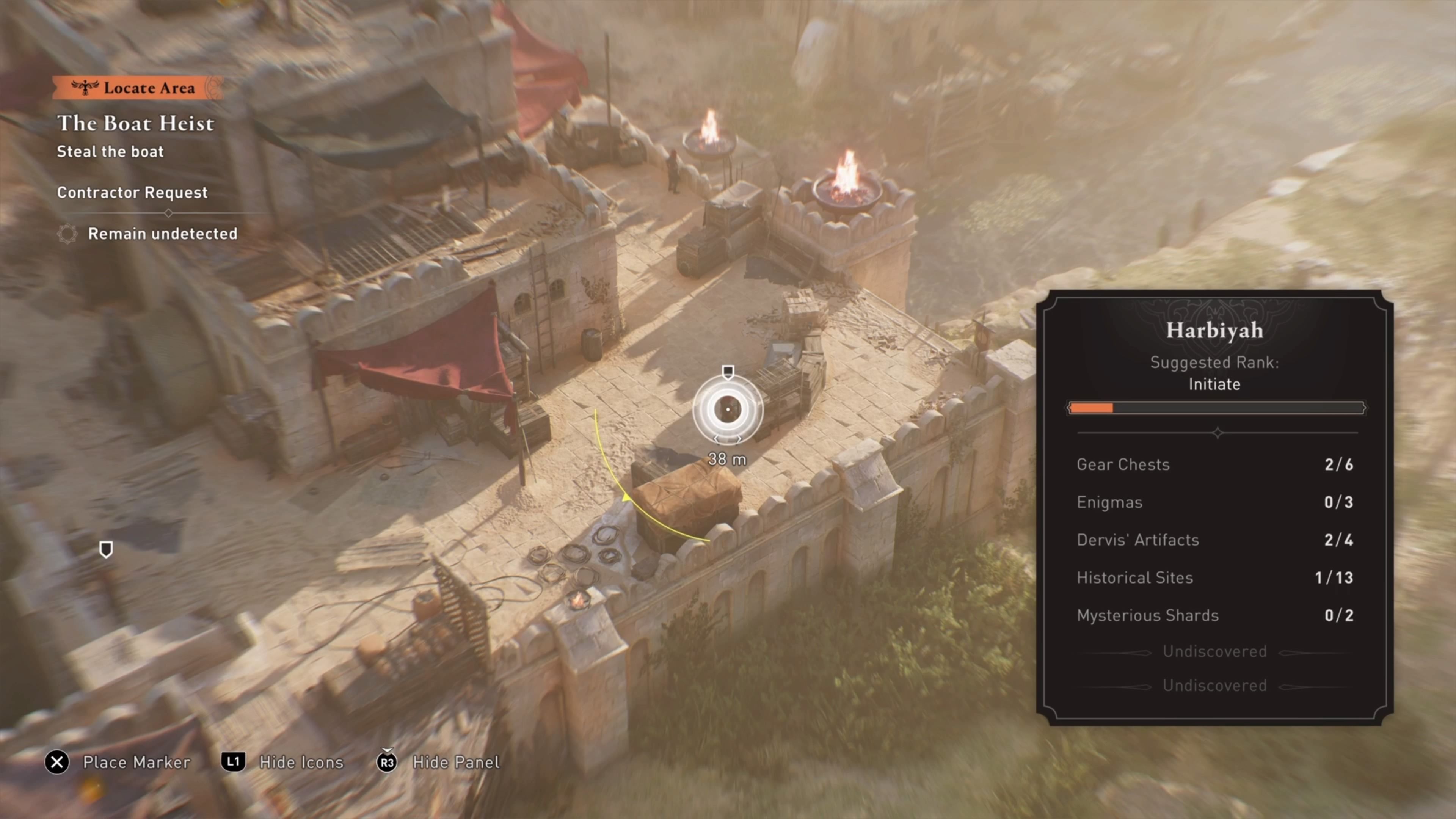 Enkidu is scanning and tagging enemies using in the Boat Heist contract in Assassin's Creed Mirage