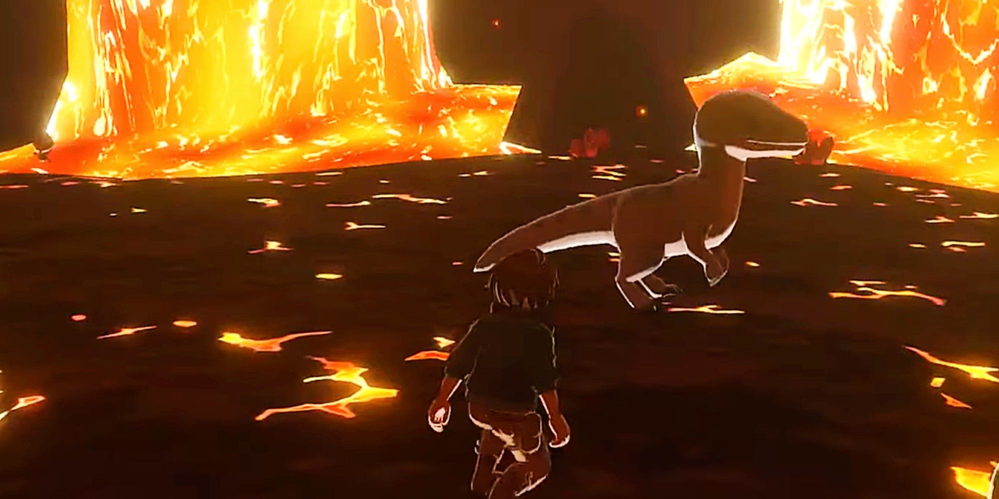 Sneaking up on a raptor inside the volcano in Harvest Moon - The Winds of Anthos