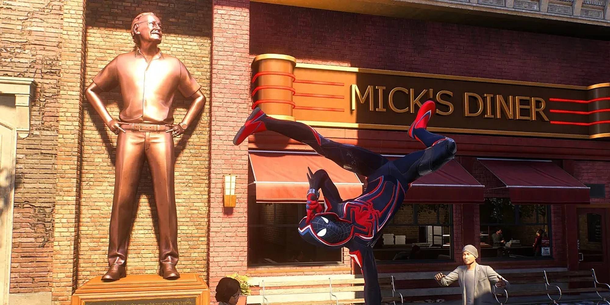 A statue of Stan Lee from Spider Man 2