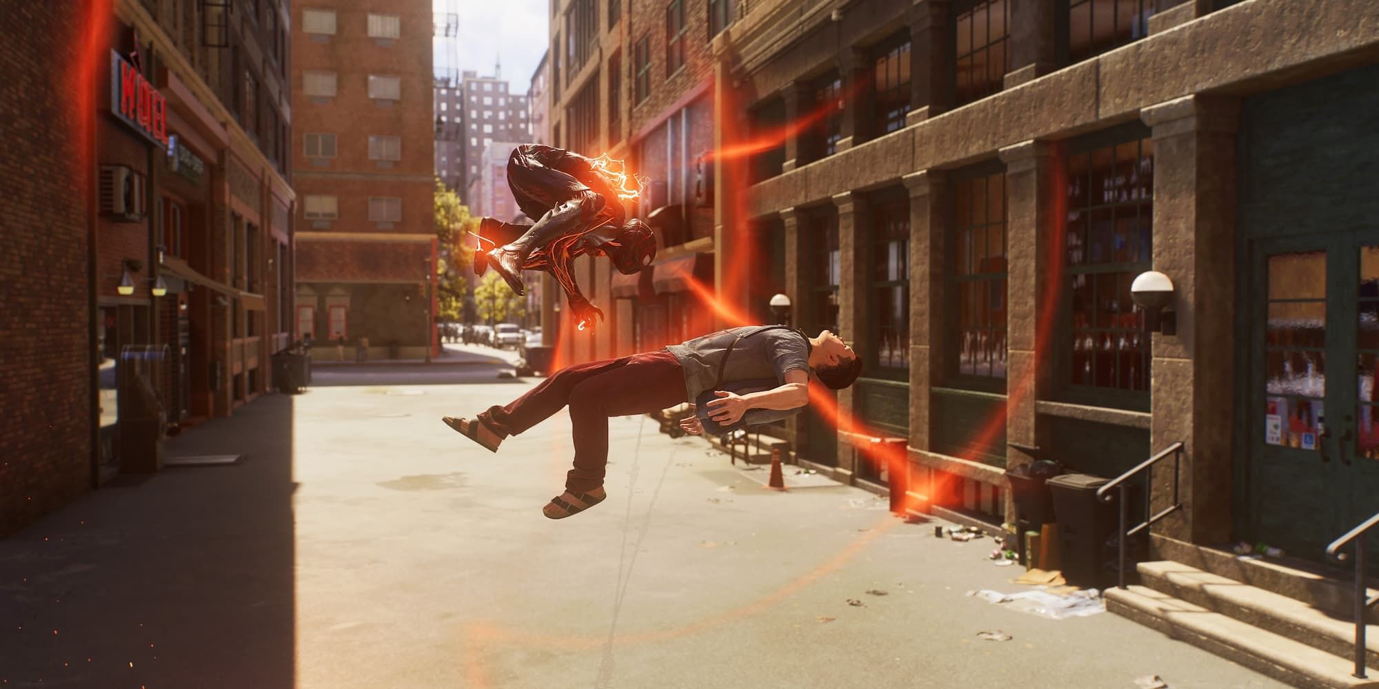 Spider-Man uses a finisher on a cultist by activating his venom in Spider-Man 2.