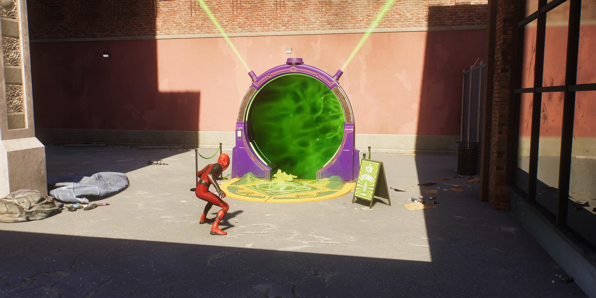 Spider-Man approaches one of Mysterio's Mysteriums in Spider-Man 2.