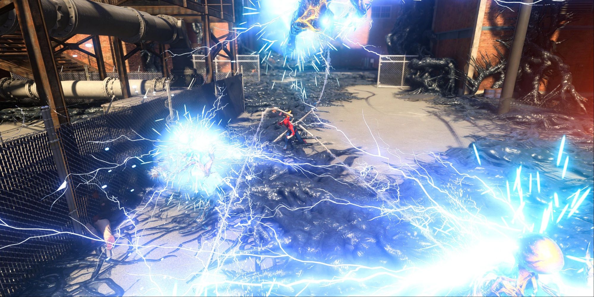 Peter perfoming the Spider Shock ability in Marvel's Spider-Man 2