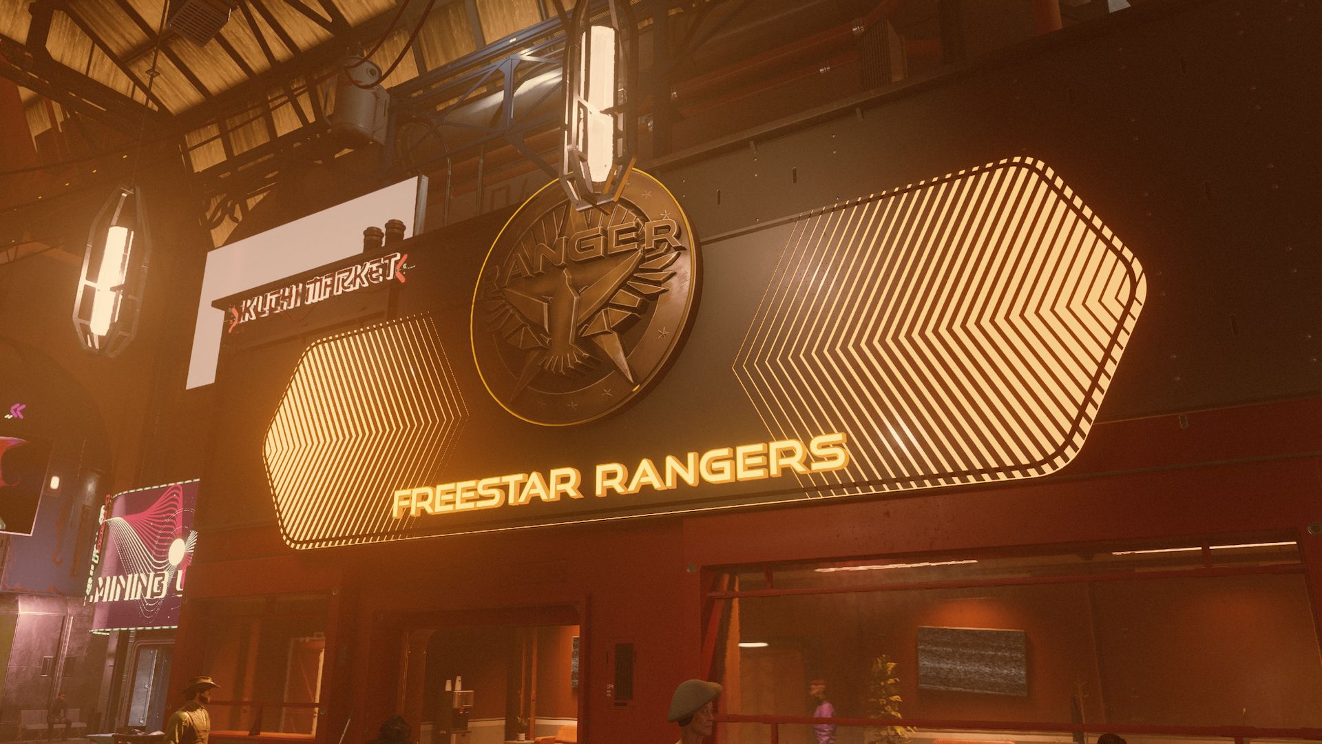A glowing sign for the Freestar Rangers on Neon.
