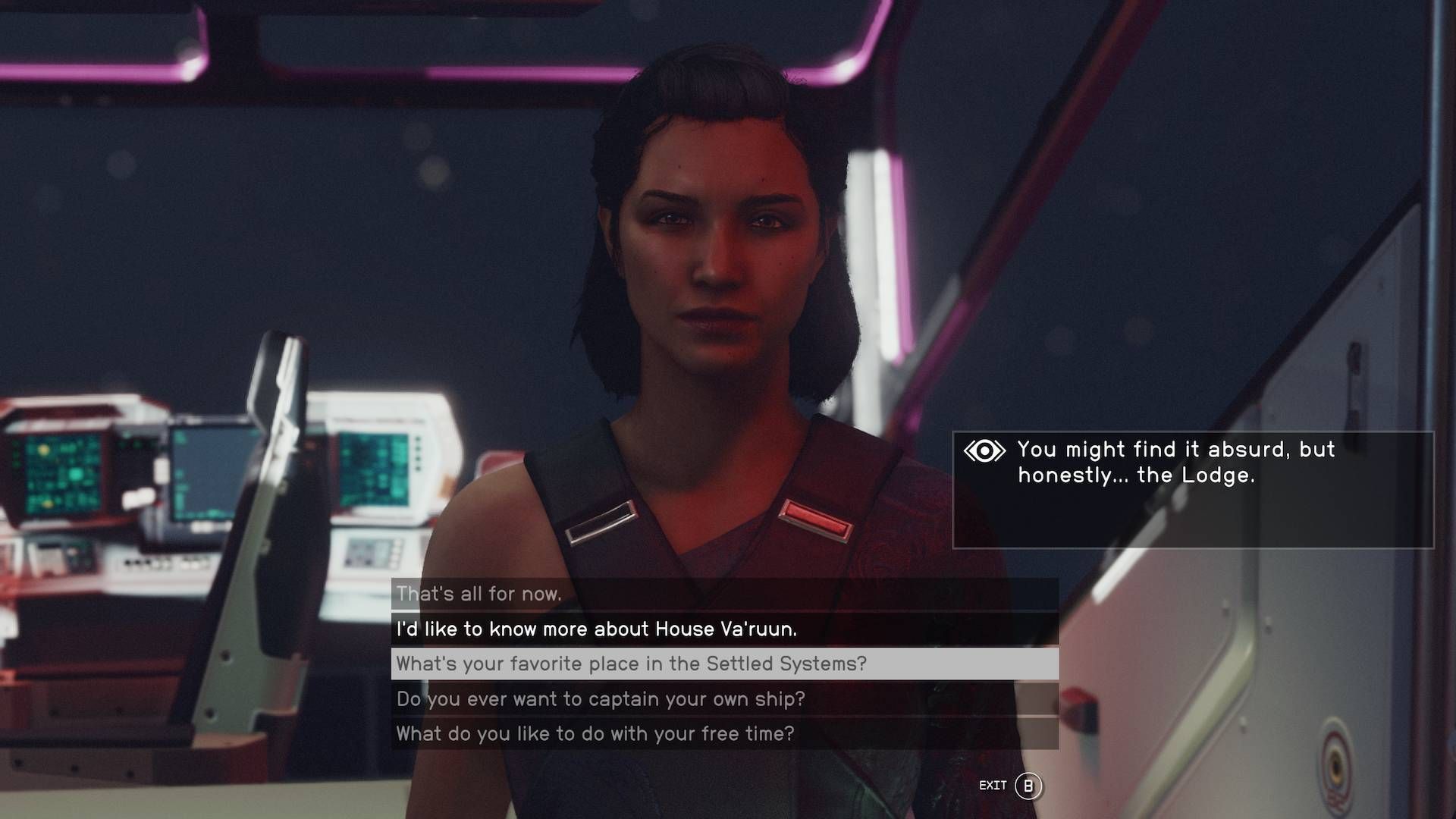 Talking with Andreja, and Precognition shows a hint as you choose which dialogue option.