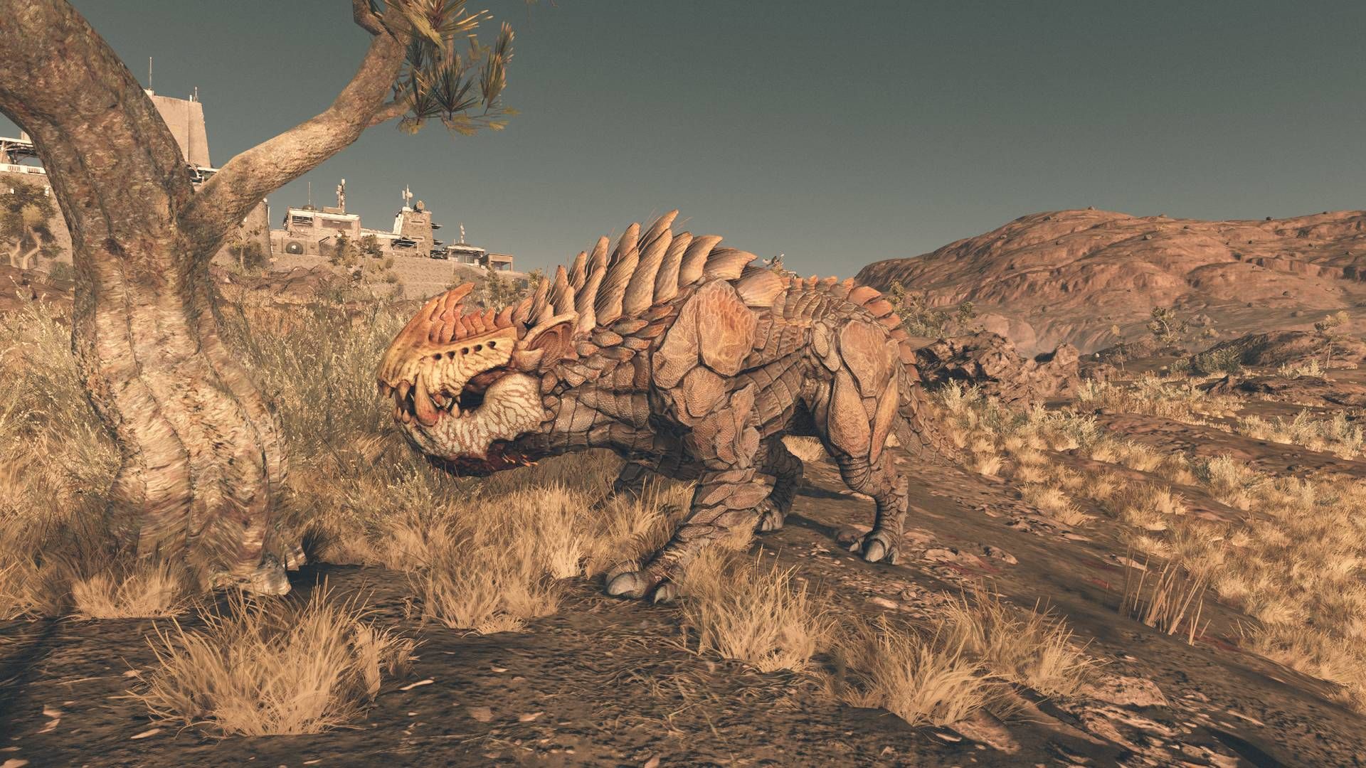 A vicious Alpha Ashta with large fangs stands outside Akila City.