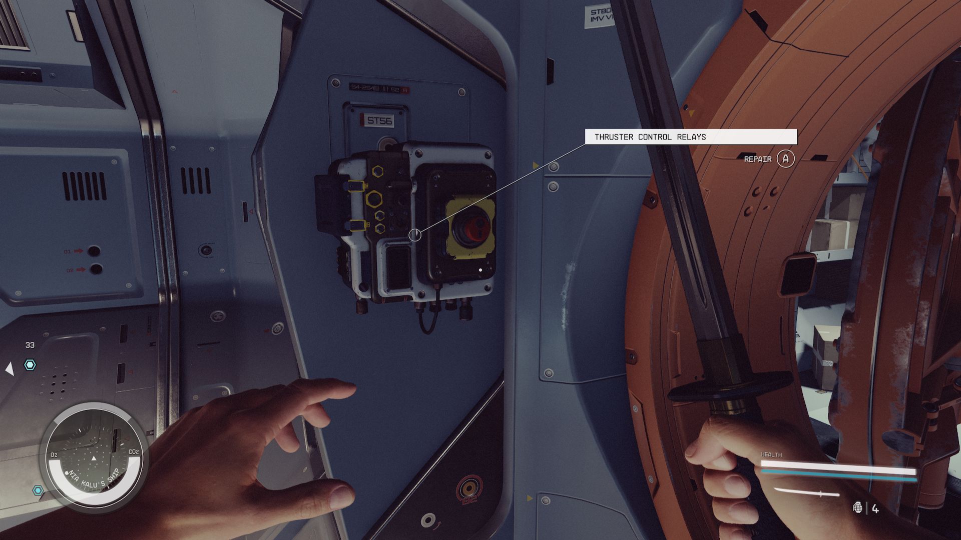 A broken thruster switch on Nia Kalu's ship in Starfield.