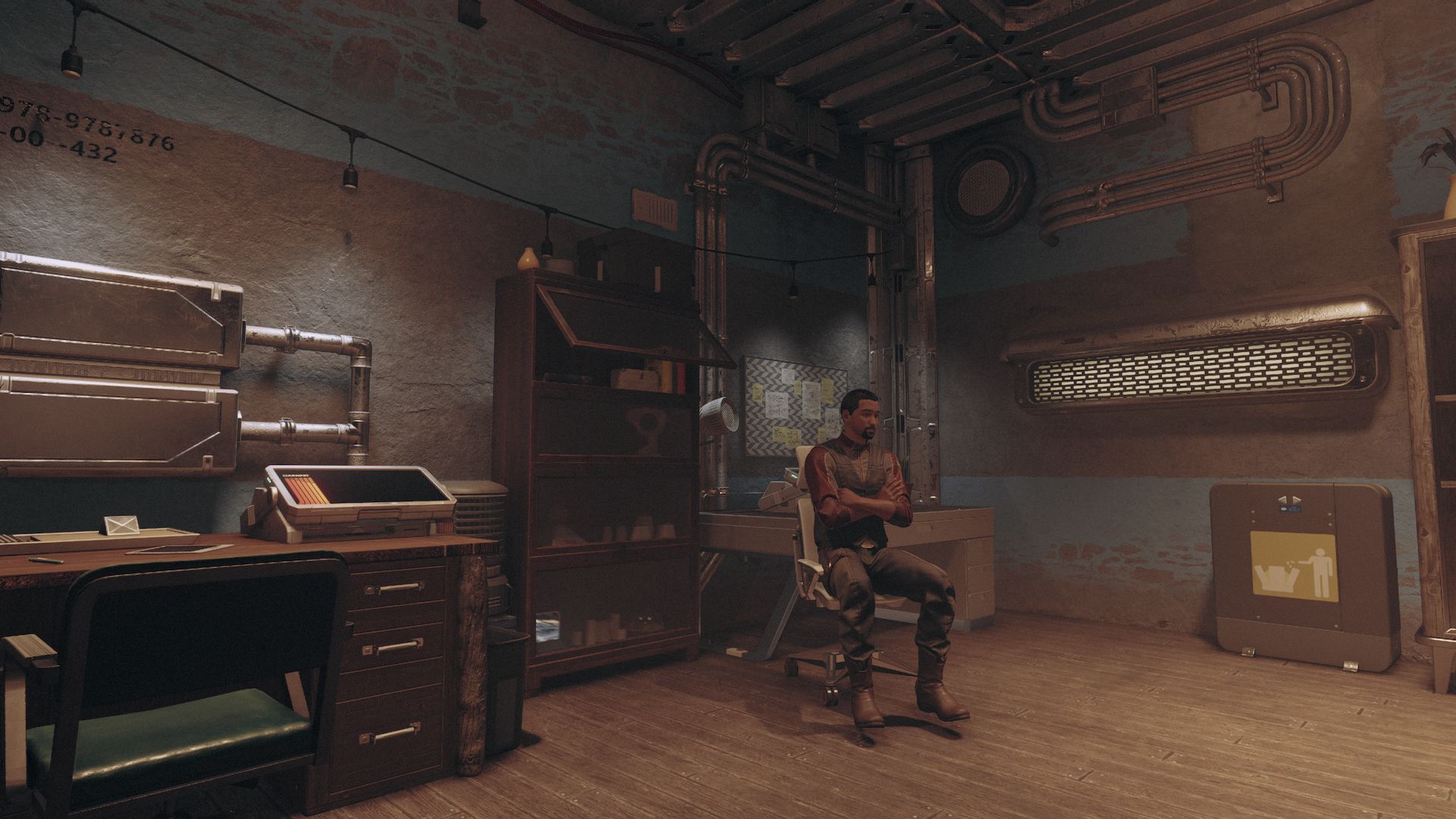 In the Rock, one of the Freestar Rangers sits in a chair, arms crossed.