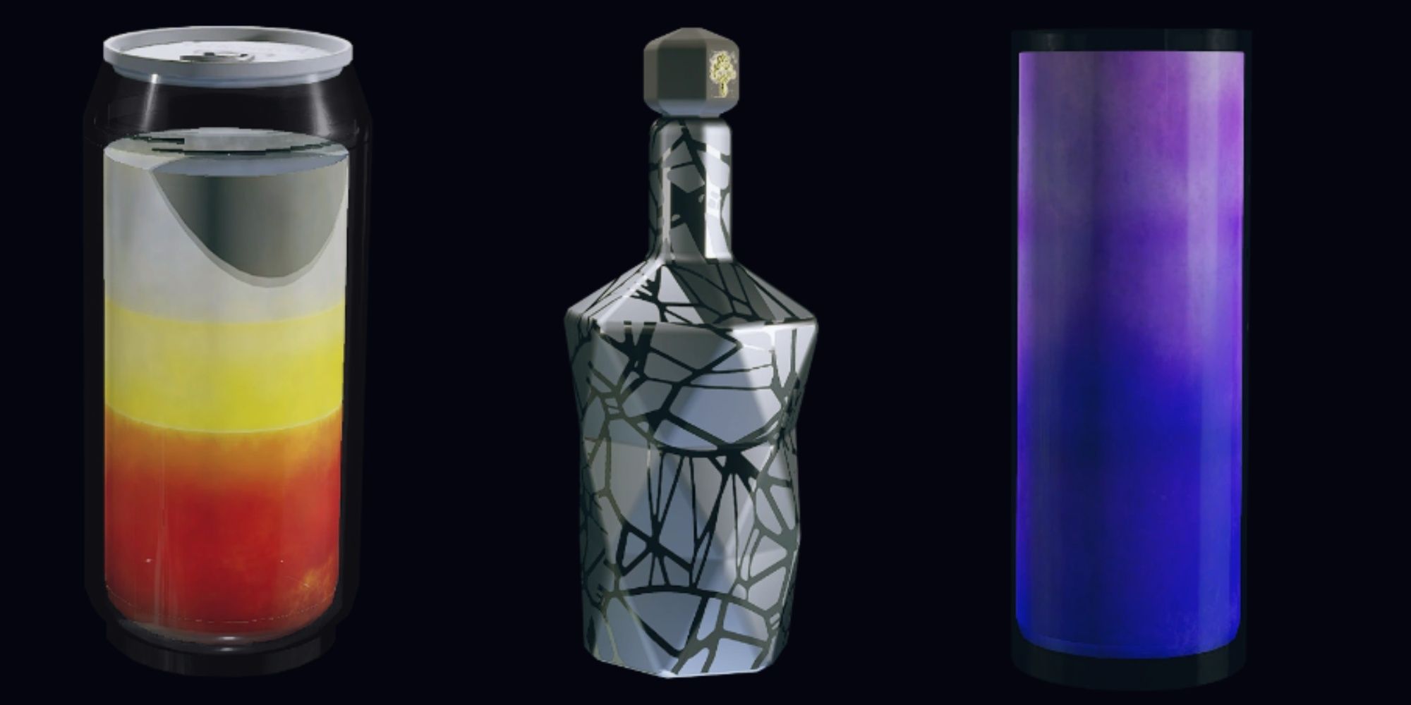 Starfield, Split Images Of The Chimera, Sparkling Wine, And Supernova Consumable Items