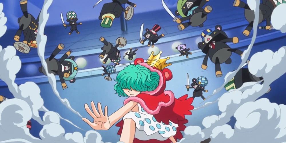 Sugar from One Piece transforming people into toys.