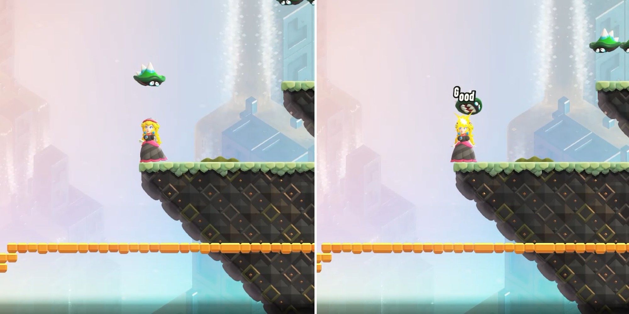 Super Mario Wonder Peach with Drill power killing an enemy from below