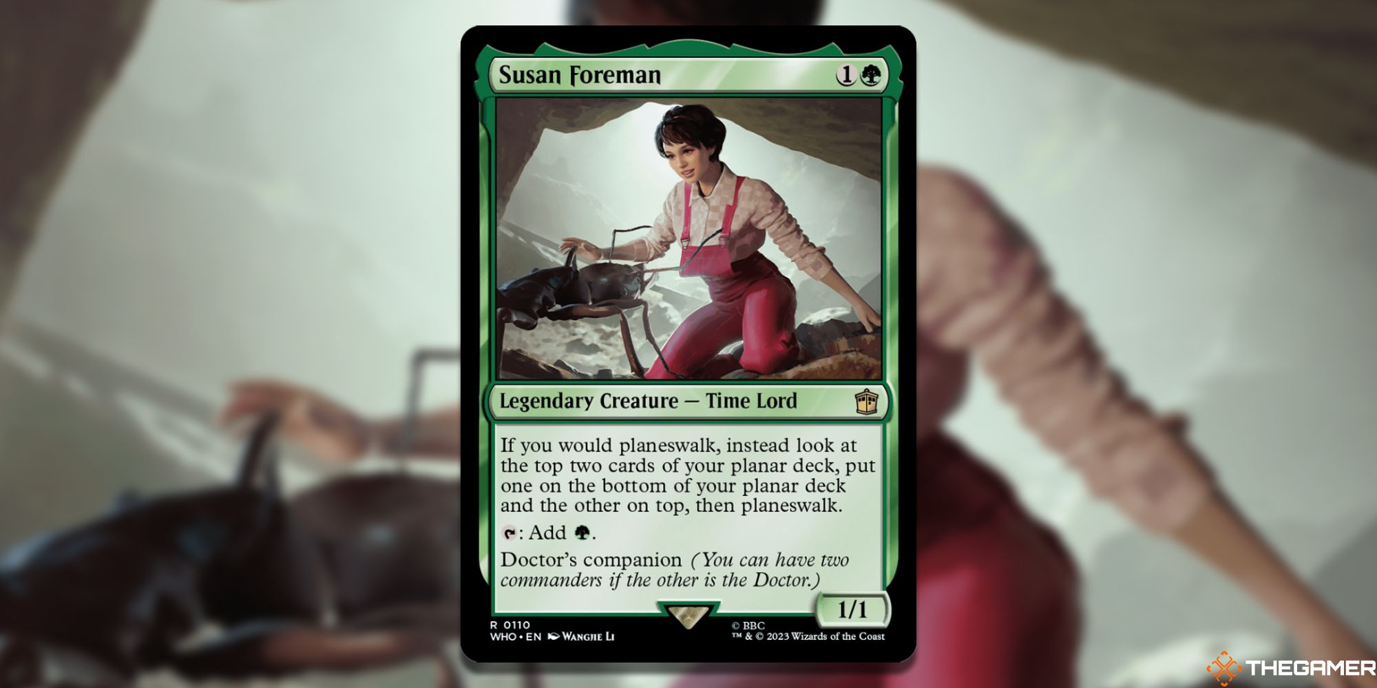 Image of the Susan Foreman card in Magic: The Gathering, with art by Wangjie Li