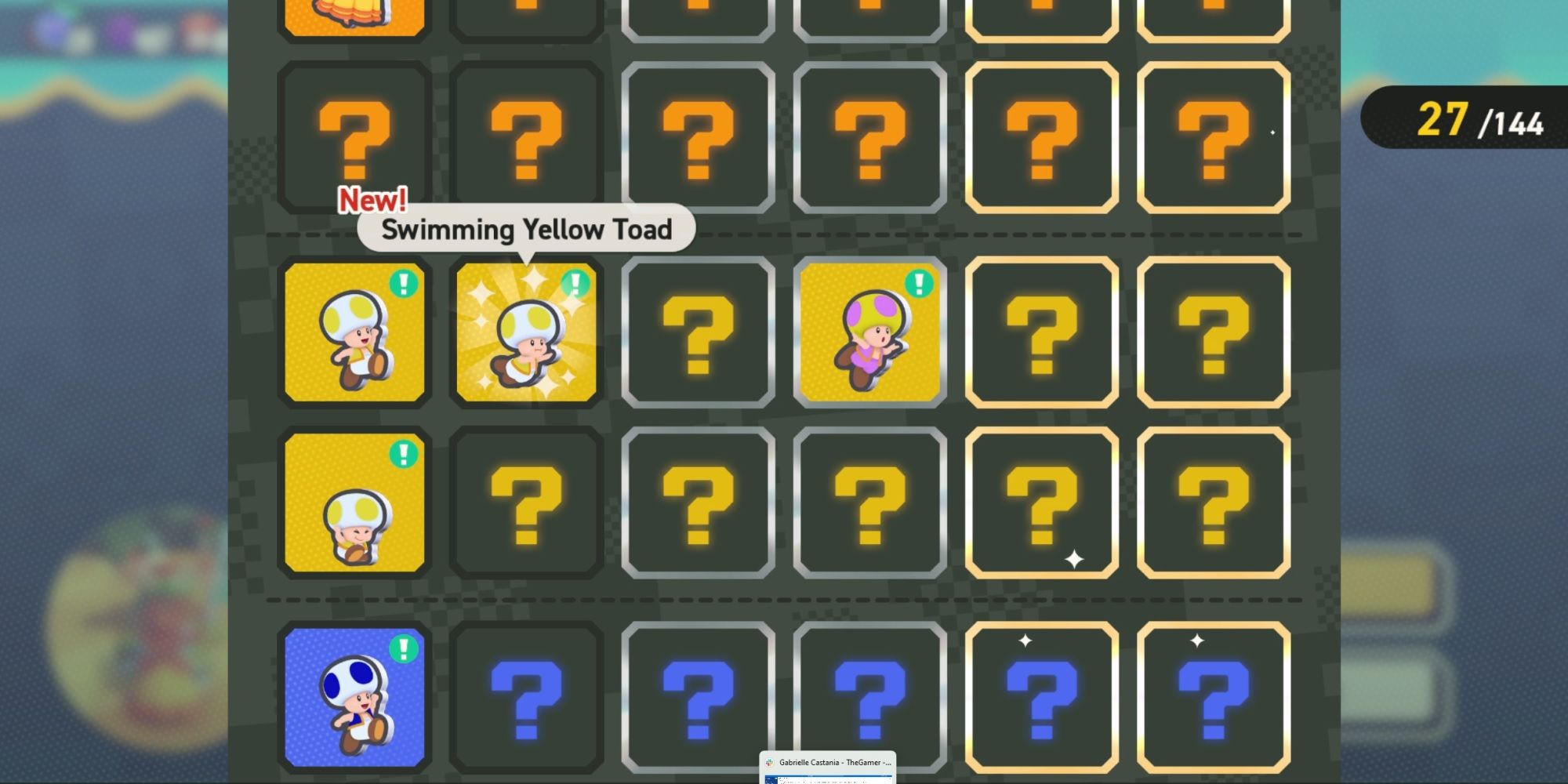 Swimming Yellow Toad Standee in Super Mario Wonder