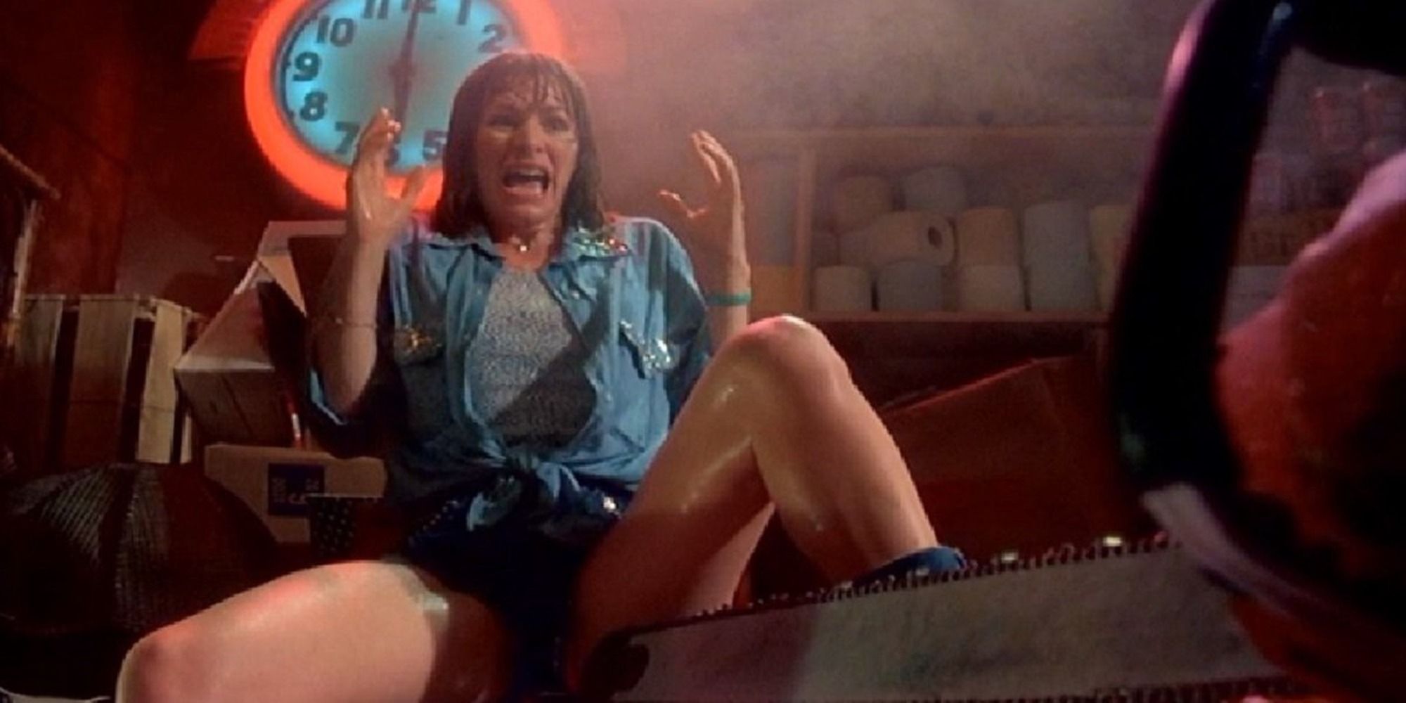 Texas Chainsaw Massacre 2, A Woman Screaming At A Chainsaw