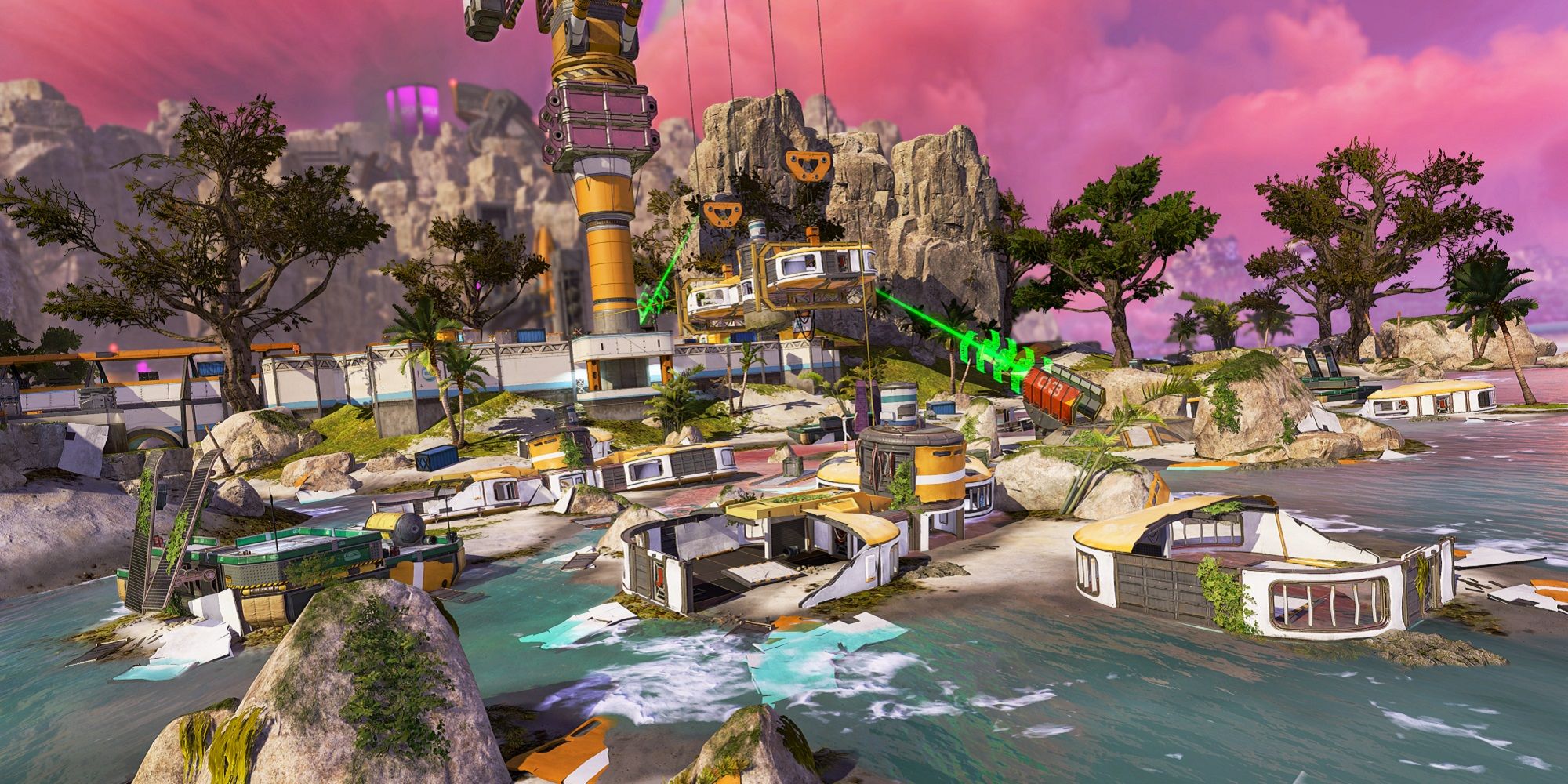 the destroyed coastline of storm point in apex legends