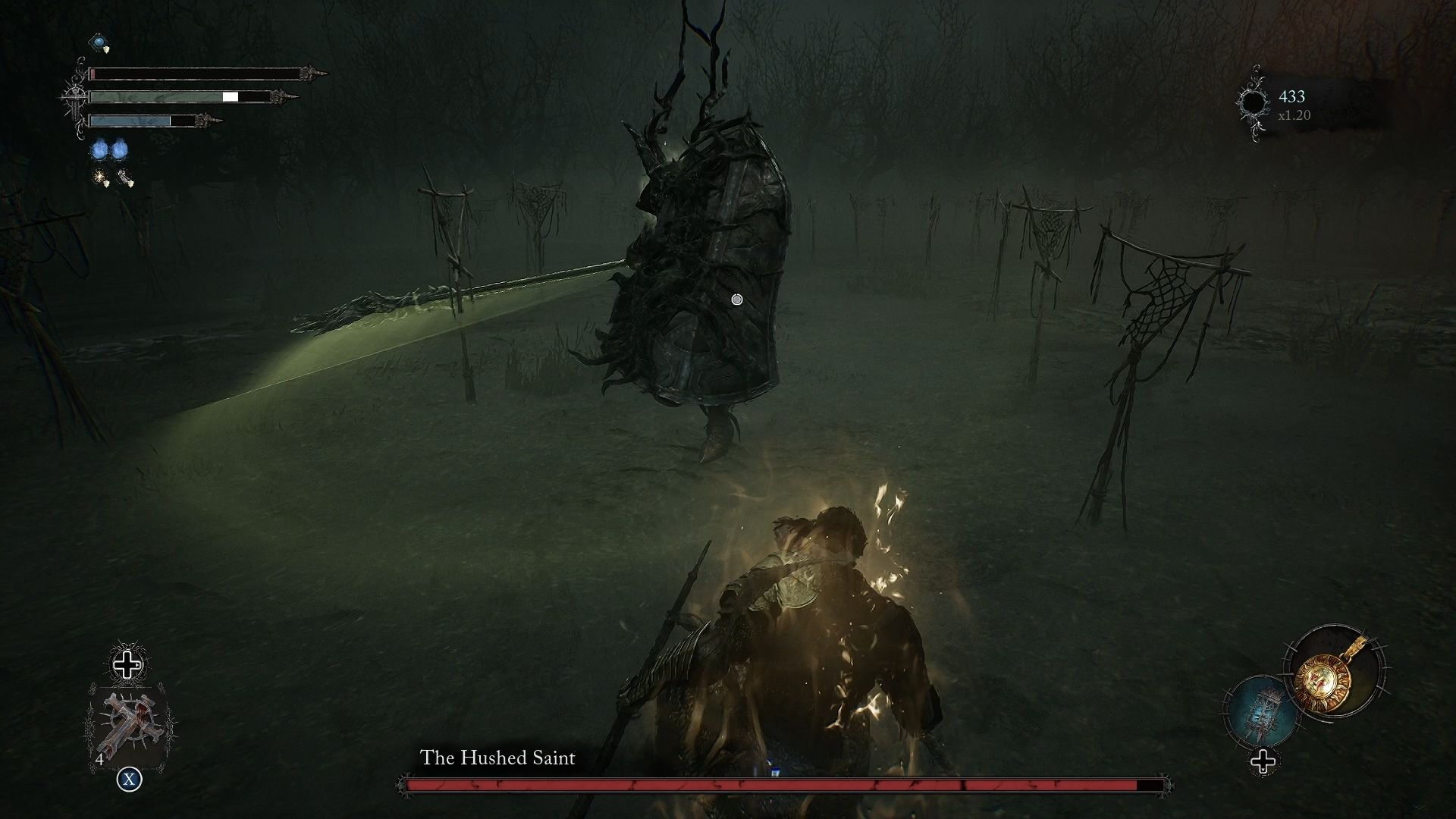 The Hushed Saint swinging his halberd Lords of the Fallen 