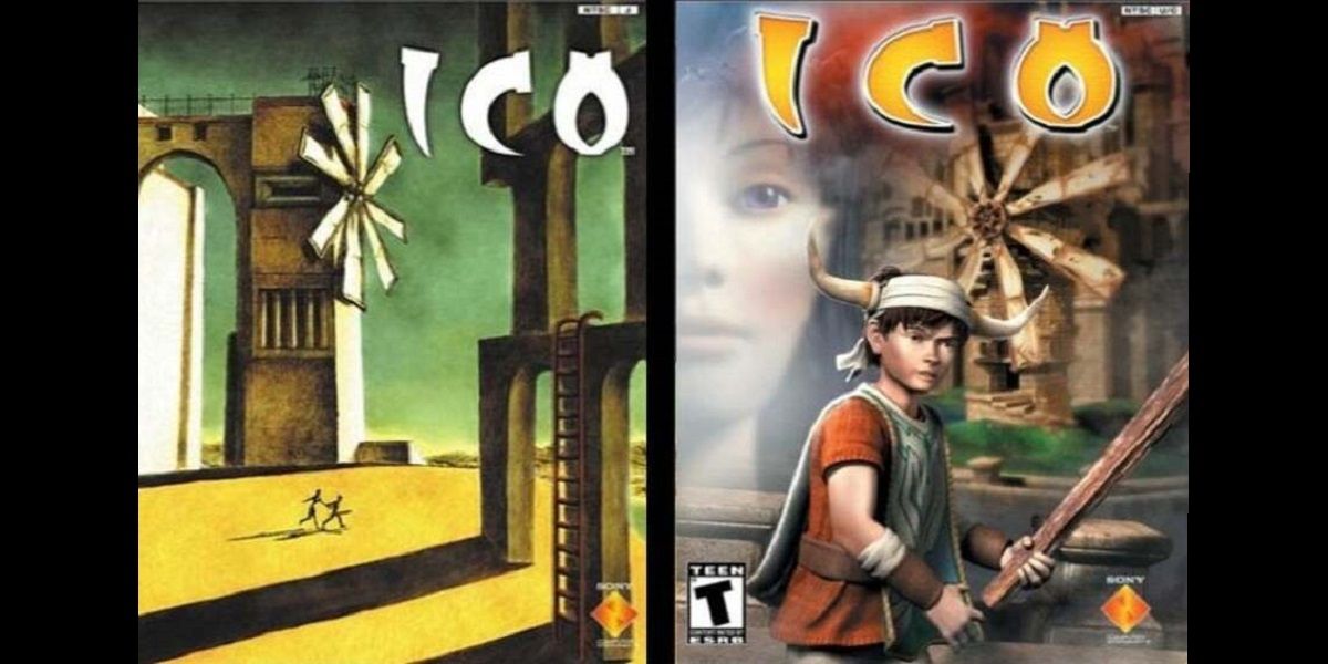 the japanese and american box art of ico side by side