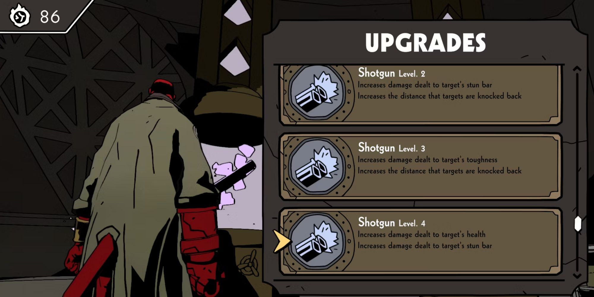 The shotgun's upgrades in Web of Wyrd.