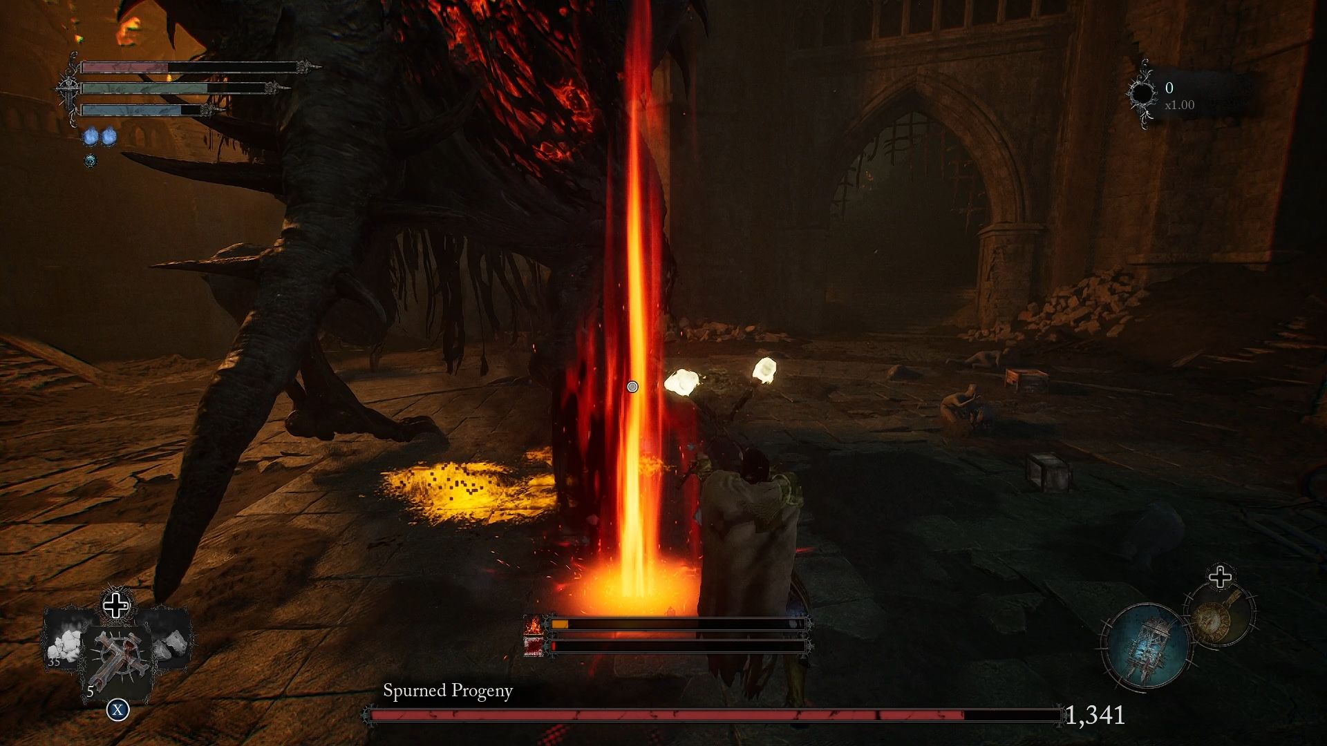 The Spurned Progeny summoned a fireball directly in the position of the player Lords of the Fallen