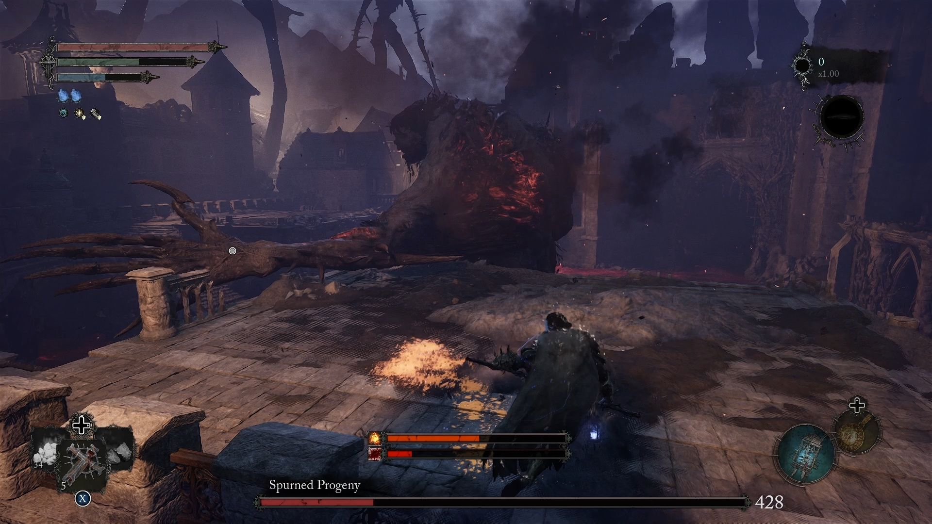 The Spurned Progeny used his sweeping counter attack Lords of the Fallen