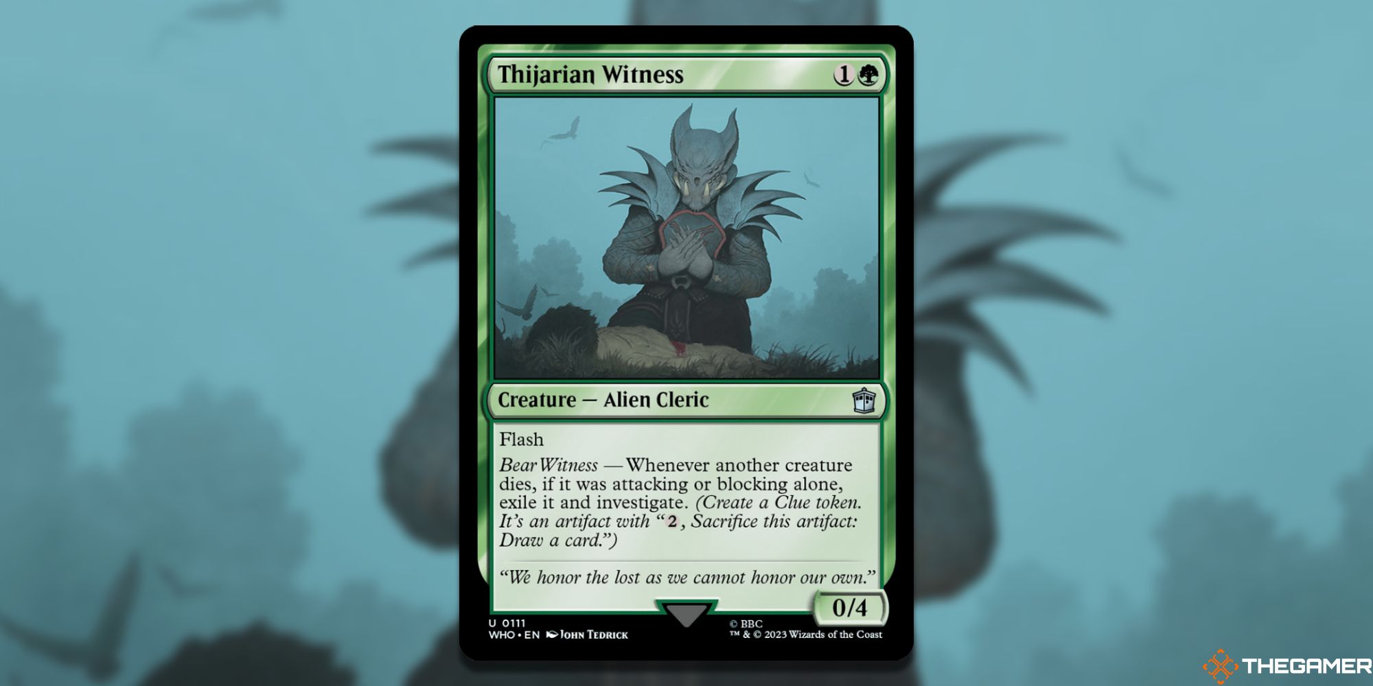 Image of the Thijarian Witness card in Magic: The Gathering, with art by John Tedrick