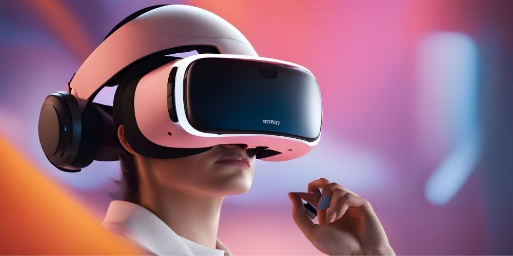 A woman wearing a VR headset
