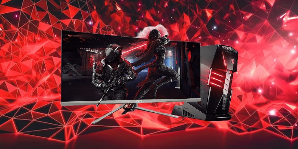 Cool gaming pc in a red background