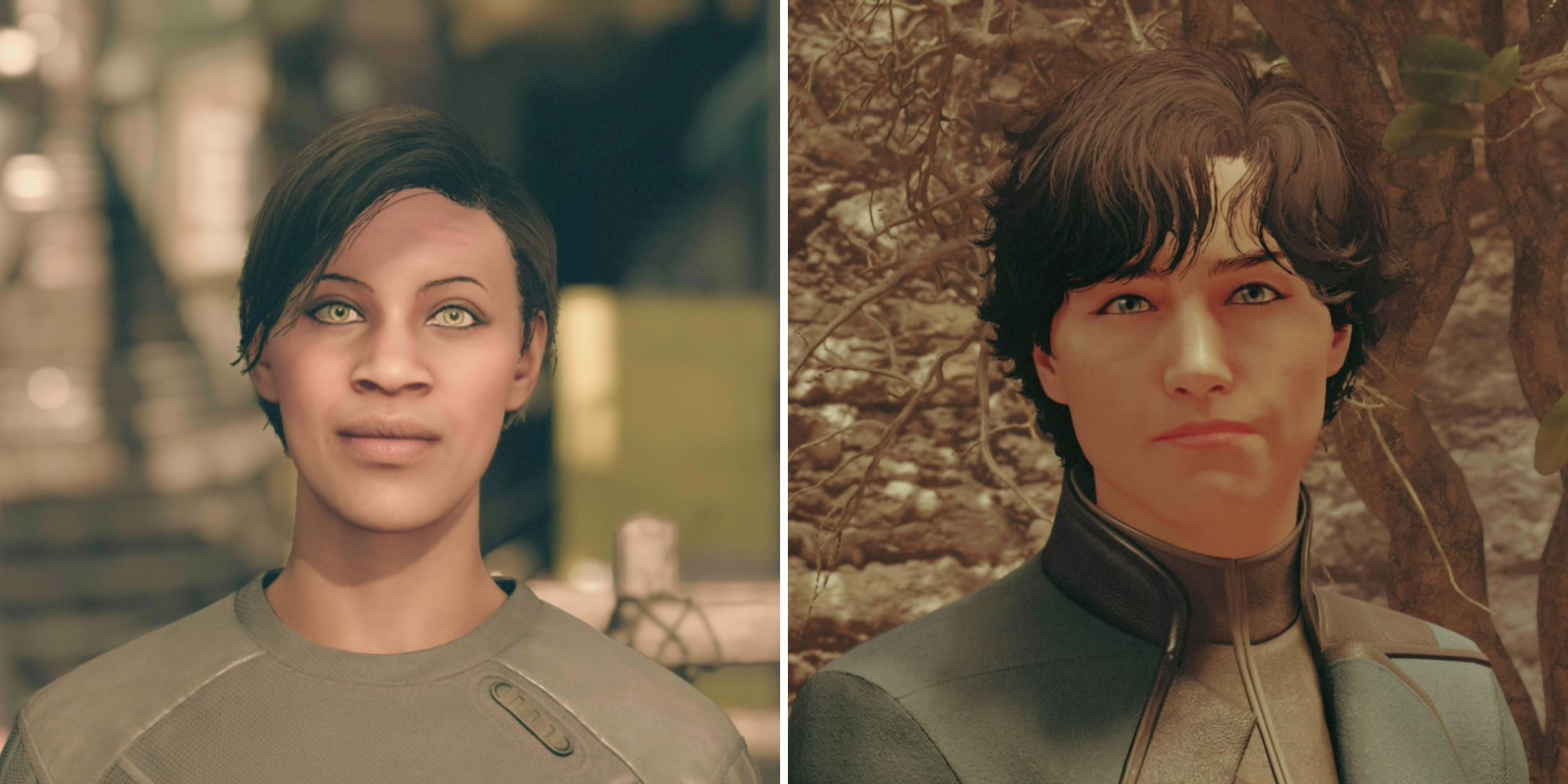 screenshots of Amira Wolf and Sarah Filburn in Starfield