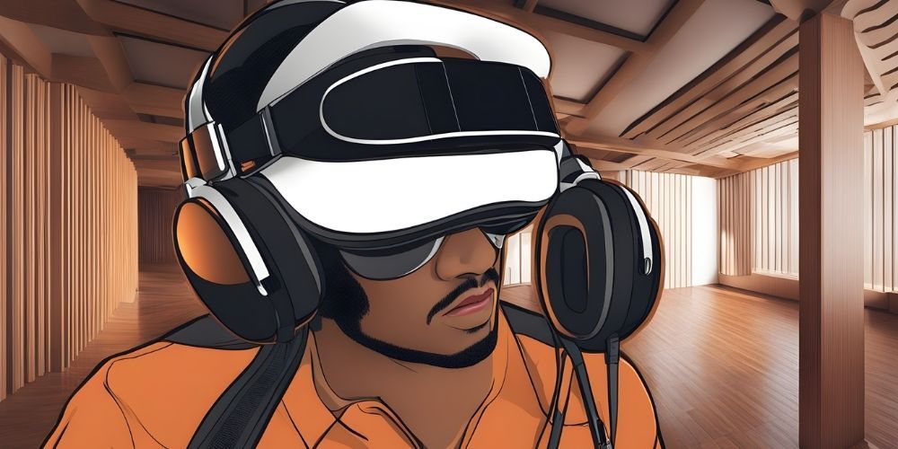 Man listening to audio on a VR headset