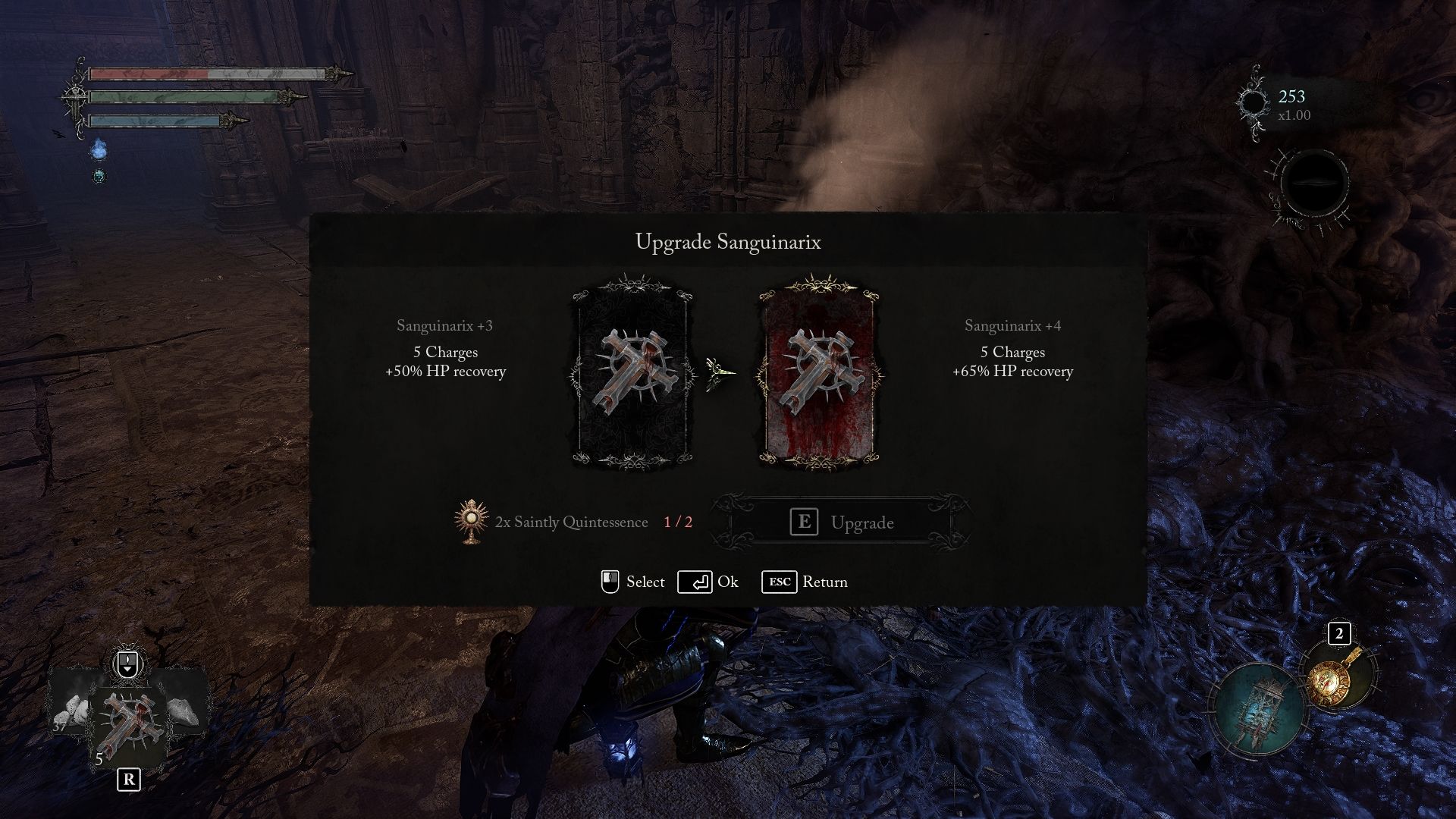 Upgrade Sanguinarix menu lords of the fallen